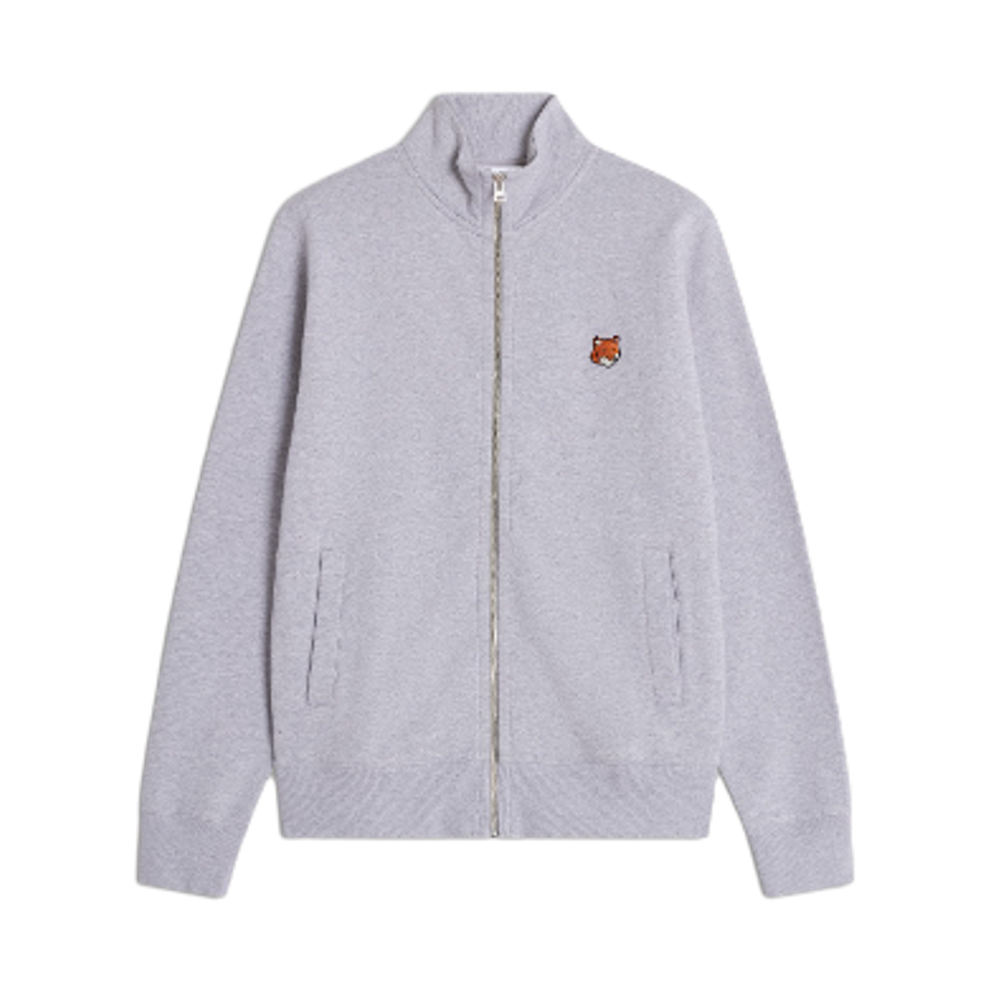 PM02134KM0340-H120 Maison Kitsune Fox Head Zipped Regular Sweatshirt Light Grey Melange