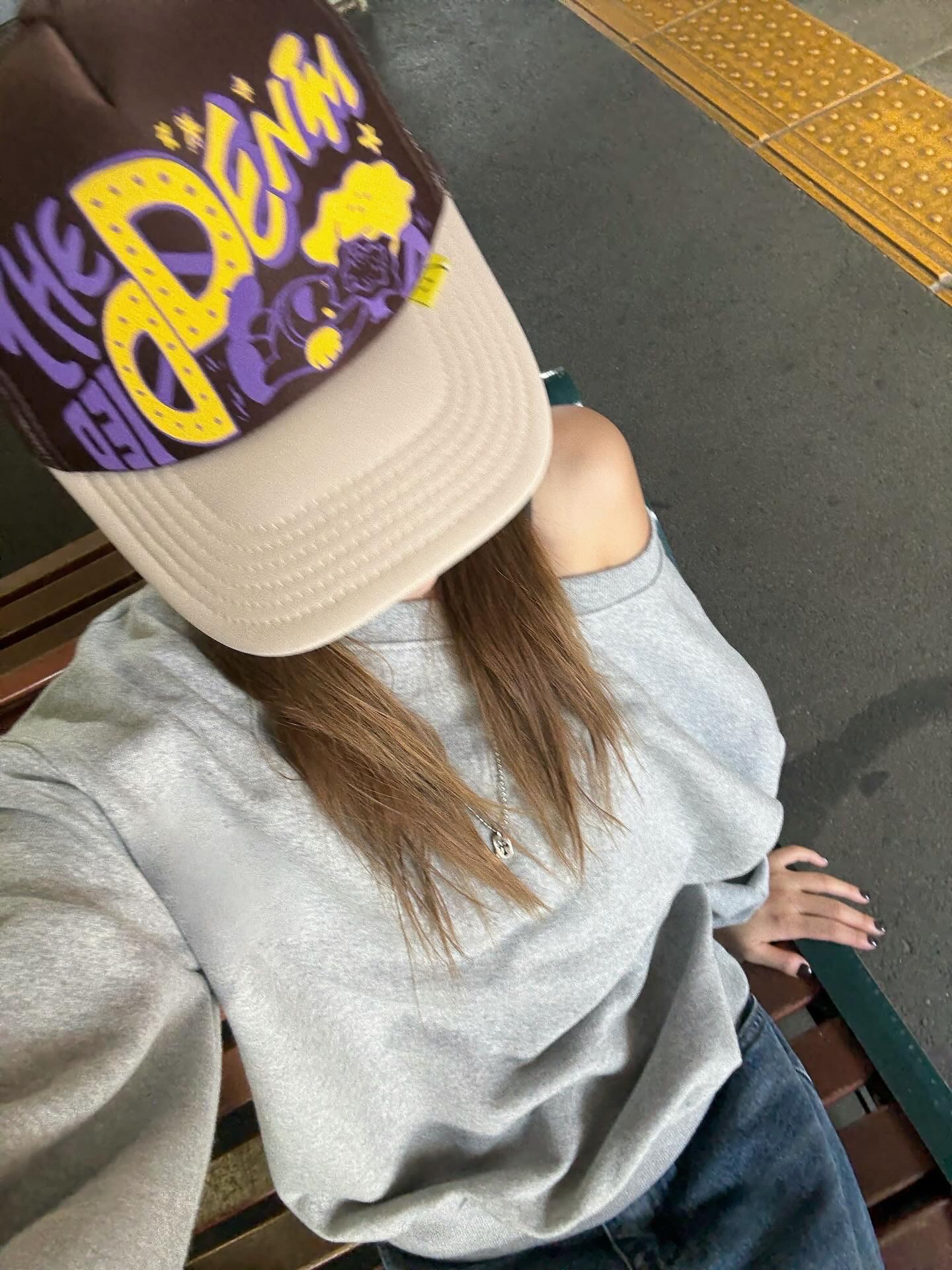 Kapital The Denim Died Print Trucker Cap Khaki Kinari 착용 스타일