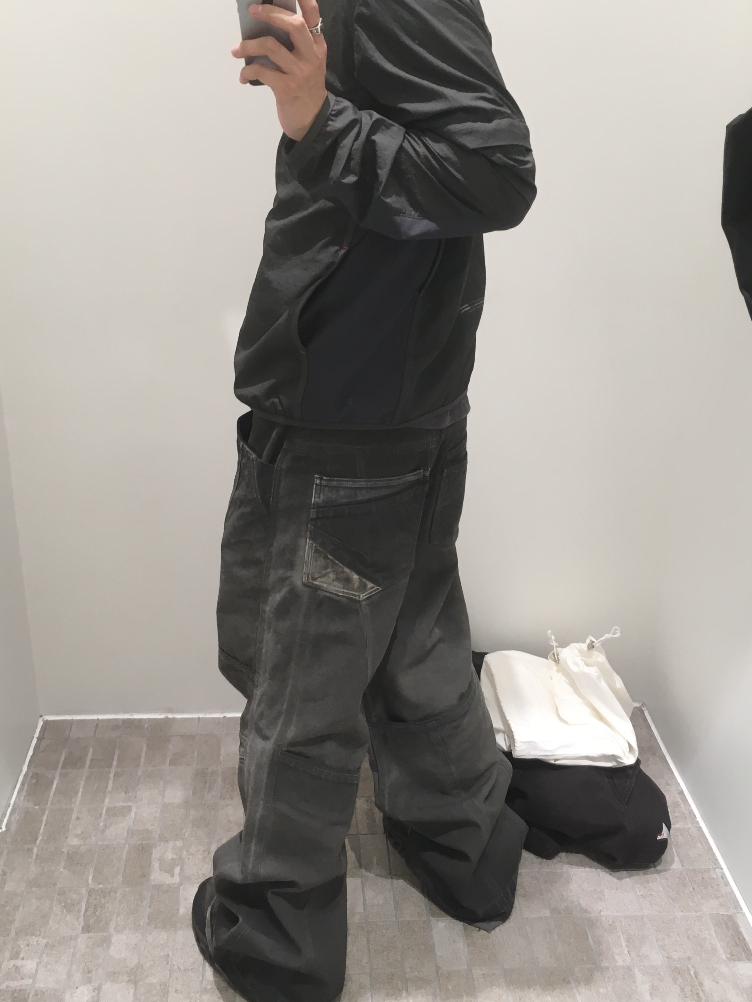 On Running x Post Archive Faction (Paf) Cloudmonster 2 Thorn Brown, ROA X Wrangler Orte Denim Cargo Pants Dark Brown 착용 스타일