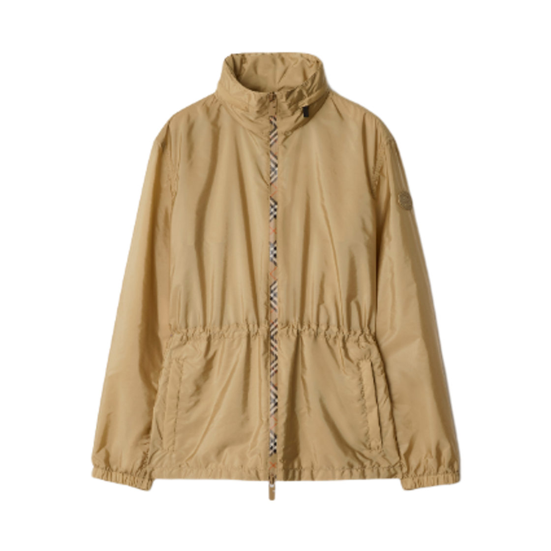 (W) 버버리 숏 체커 테이프 나일론 파카 플랙스((W) Burberry Short Checker Tape Nylon Parka Flax)