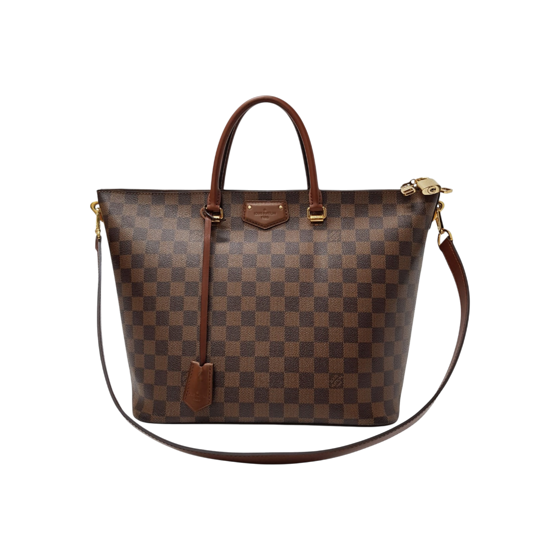 ITUGQWSEUPUQ Louis Vuitton Damier Ebene Belmont Tote Shoulder Bag