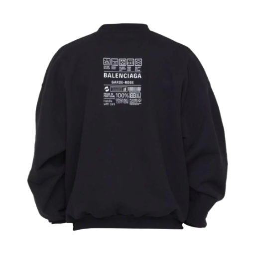 724511TNVL61070 Balenciaga Care Label Creweneck Sweatshirt Black