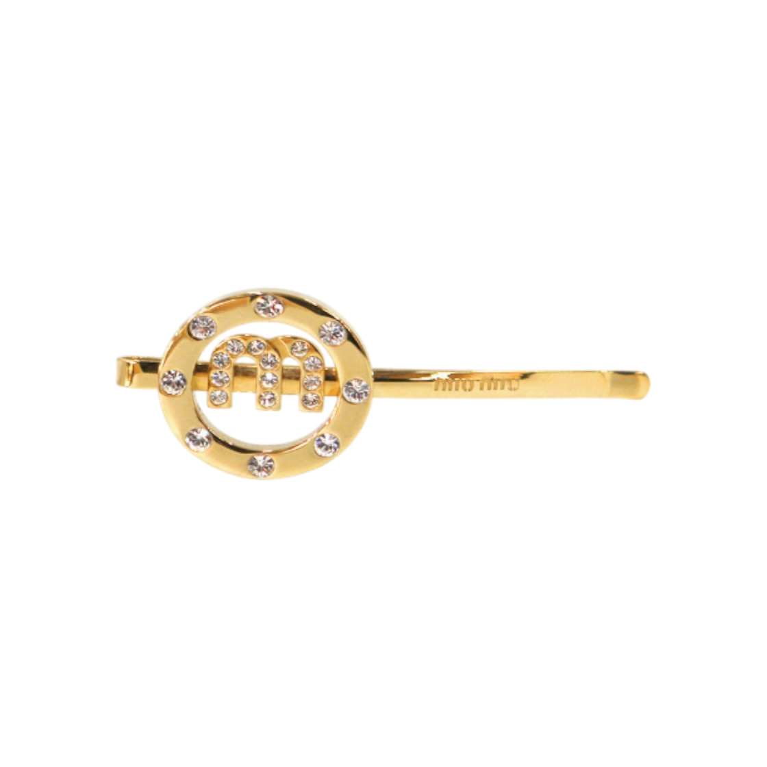 ITS2IUL4FRPN Miu Miu Cubic M Pendant Gold Hairpin