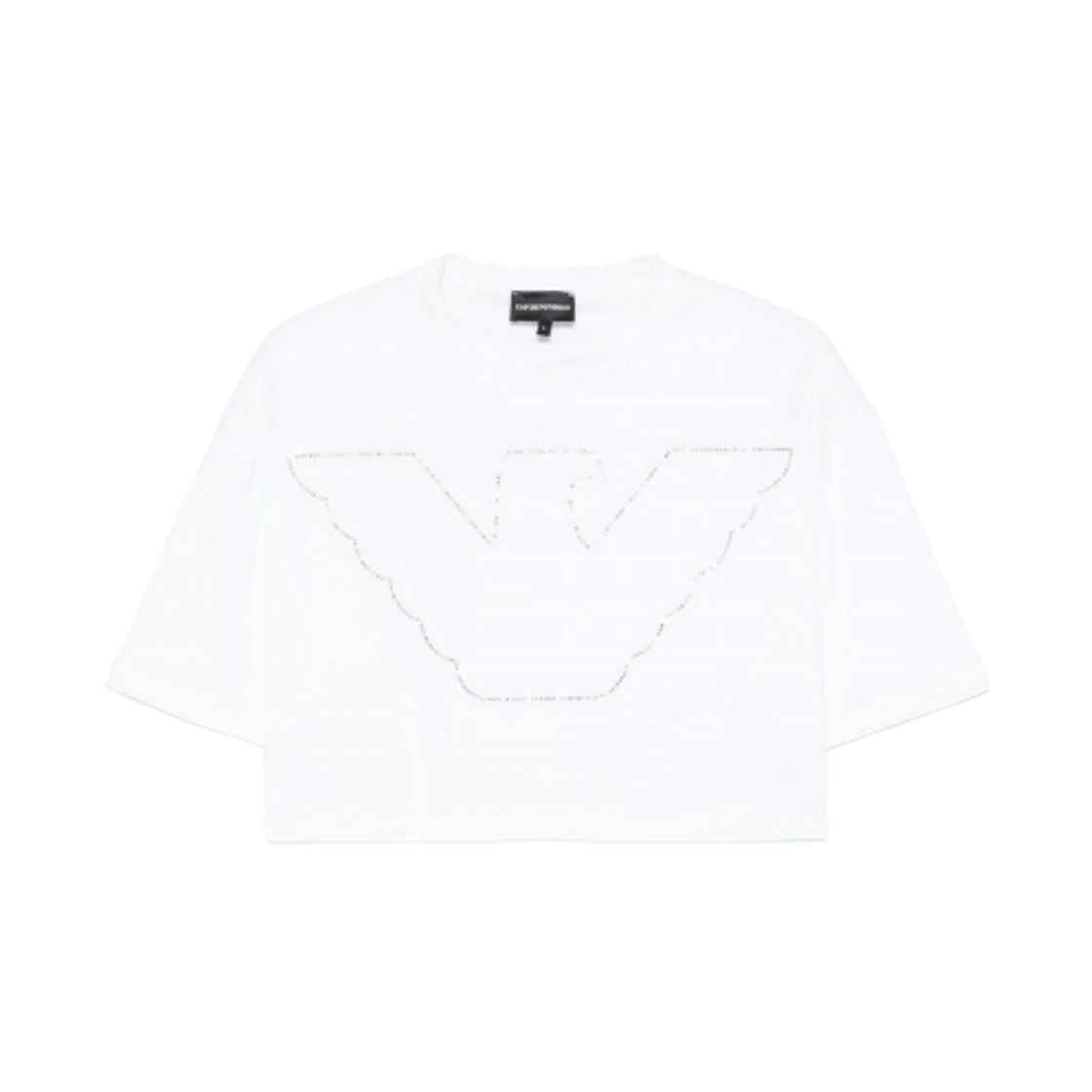 EW000897AF12573U0002 (W) Emporio Armani Logo Cotton Cropped T-Shirt White