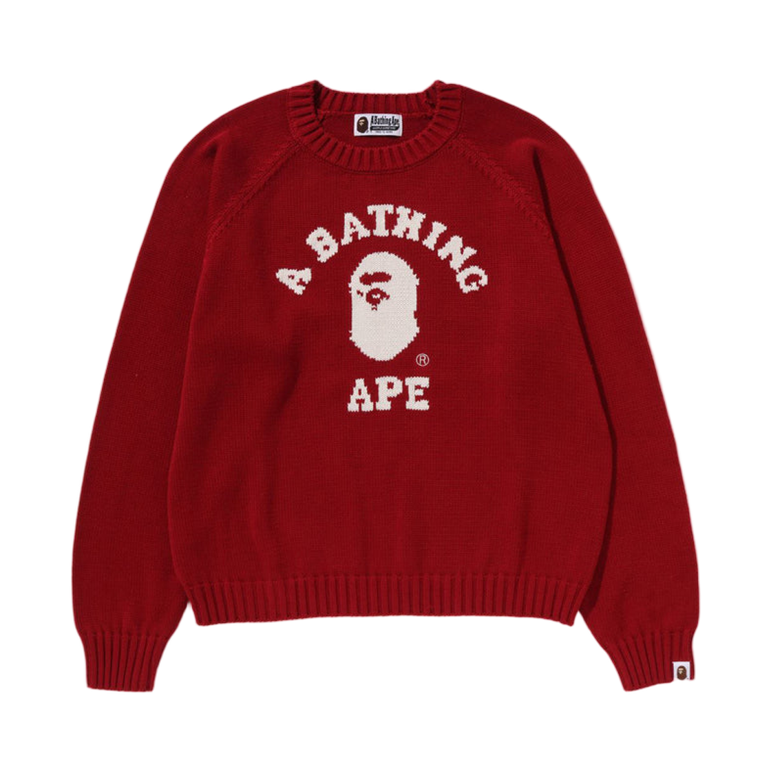 - (W) BAPE College Knit Sweater Red