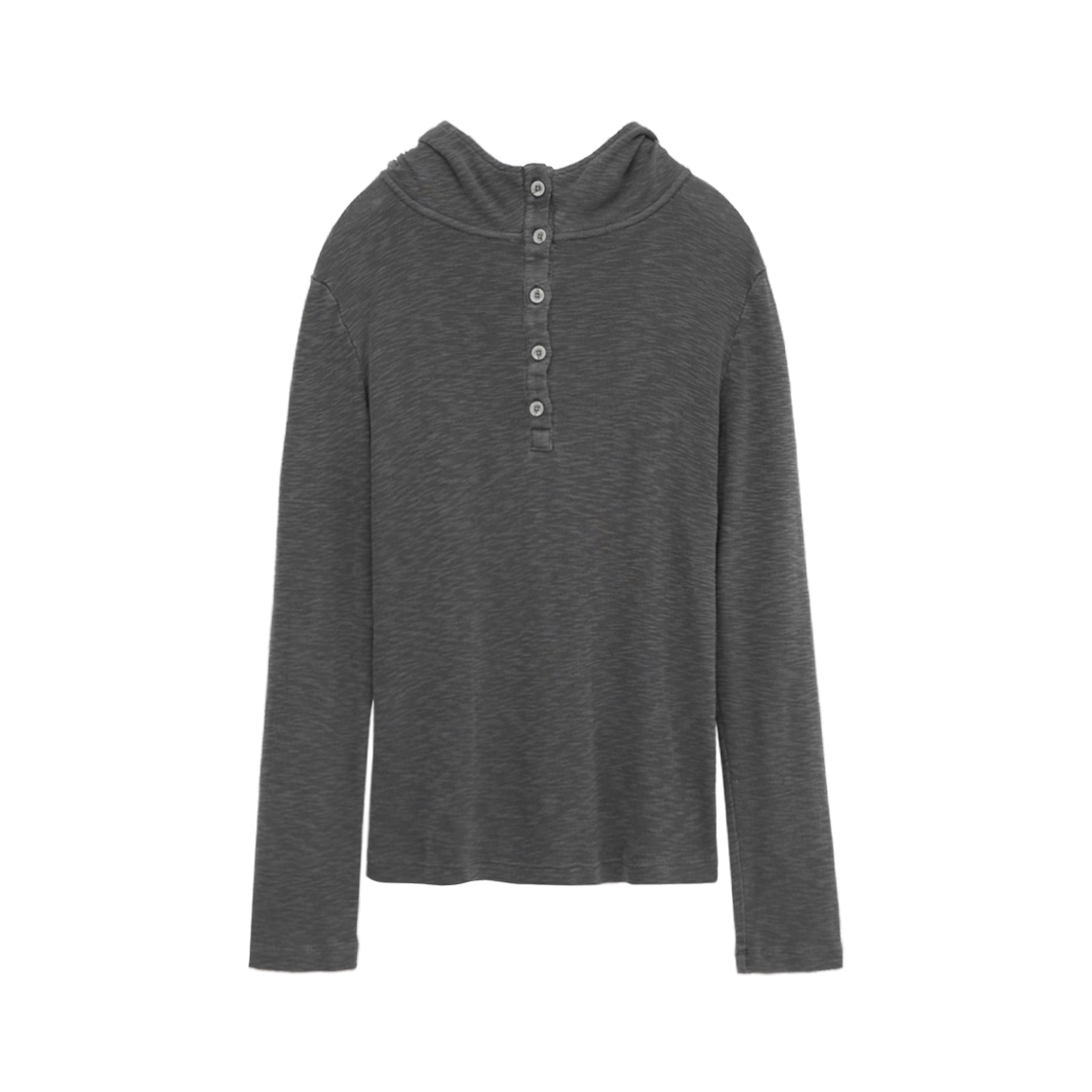 HW5LTL8014A1 (W) Polyteru Human Index Human Slub Button Hoodie Charcoal