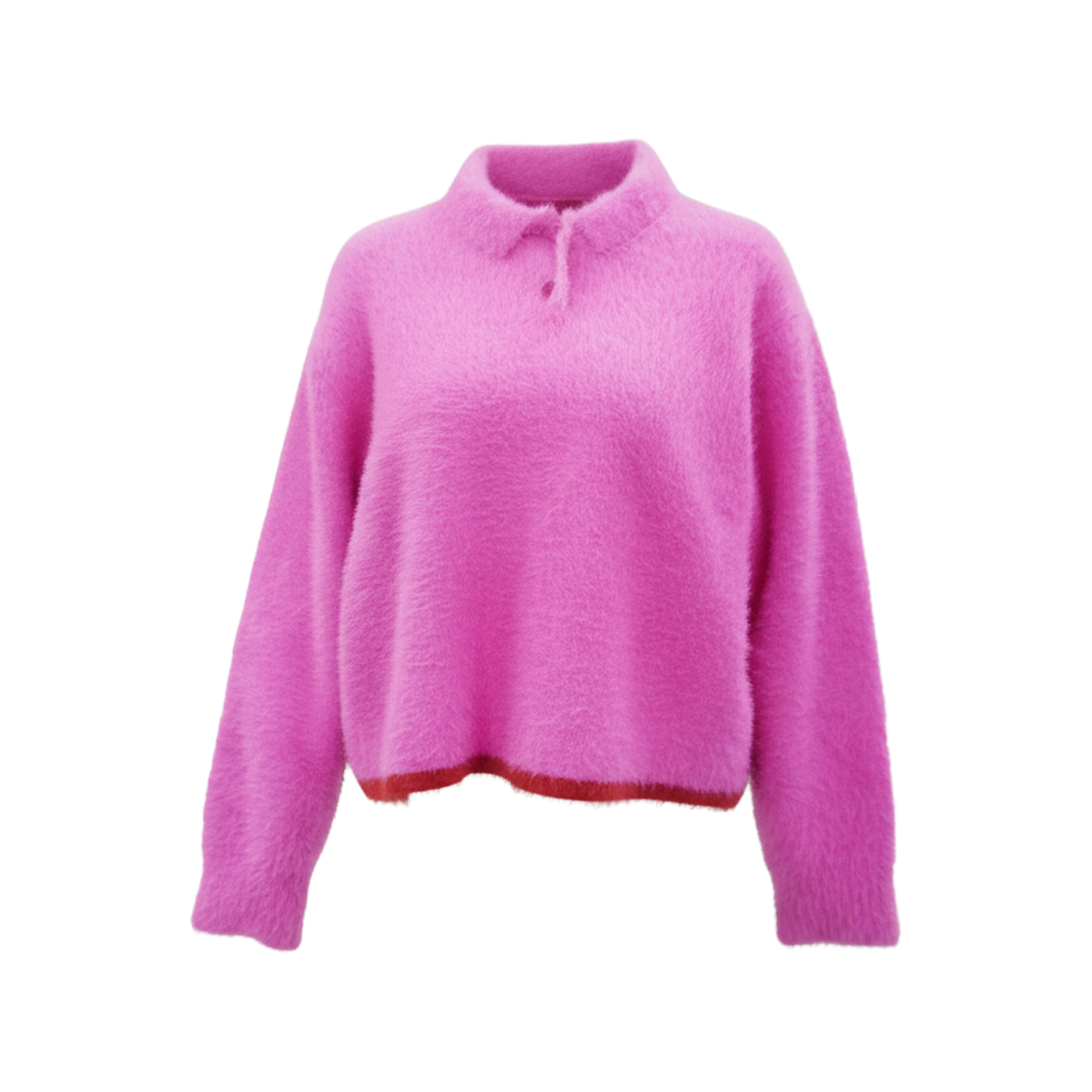 ITUWNE54D3KS Jacquemus Fluffy Polo Knit in Pink