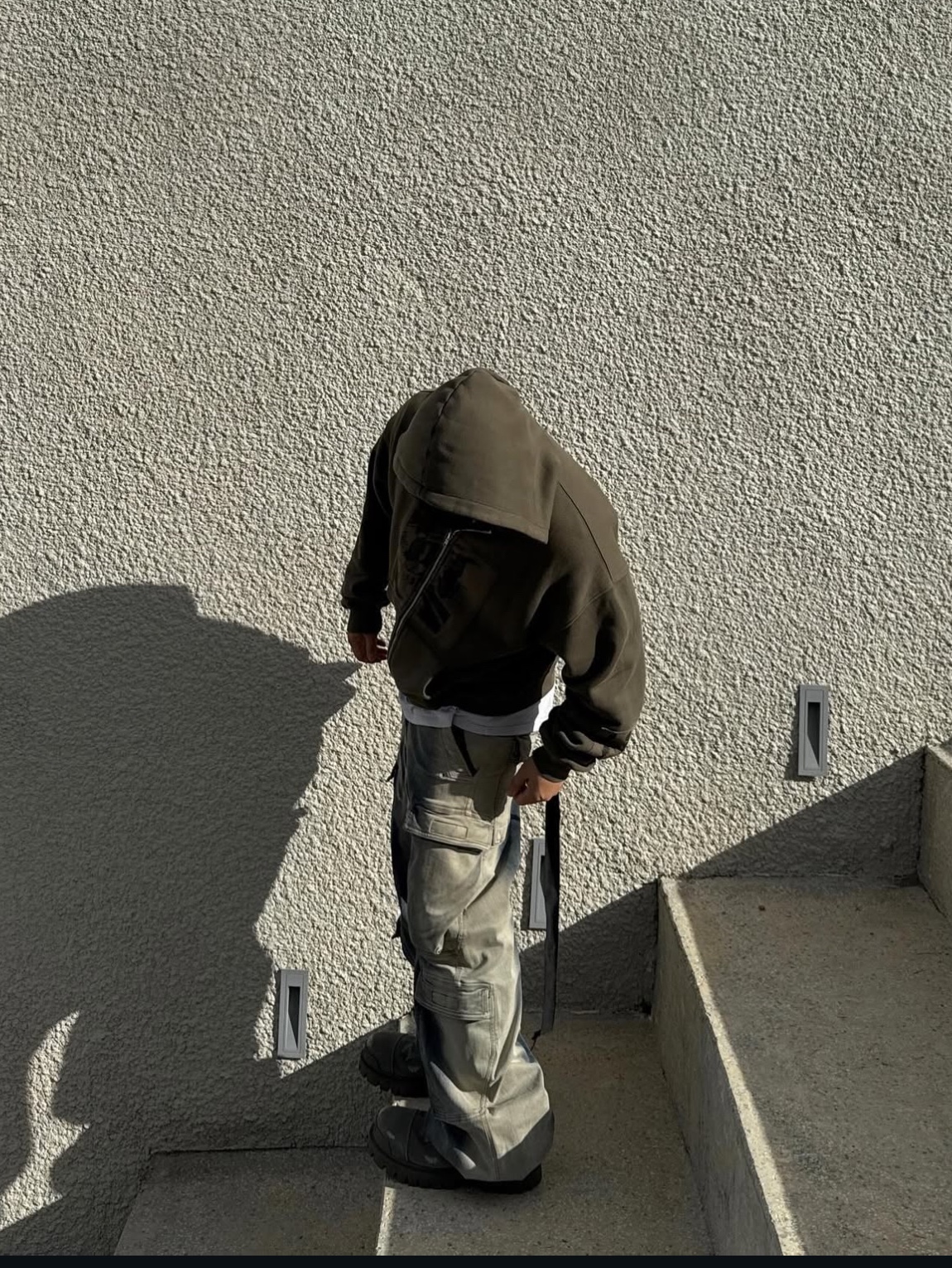 Rick Owens Drkshdw Porterville Double Cargo Jumbo Belas in Stretch Denim Sky 착용 스타일