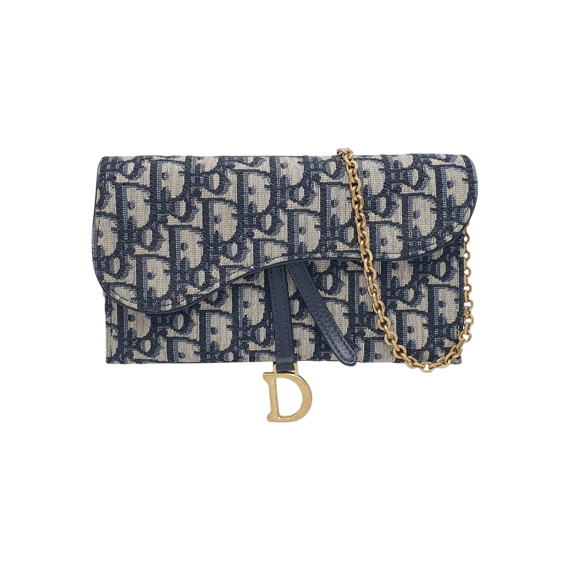 ITSS78CHUV47 Dior Oblique Jacquard Saddle WOC Chain Crossbody Bag with Pouch