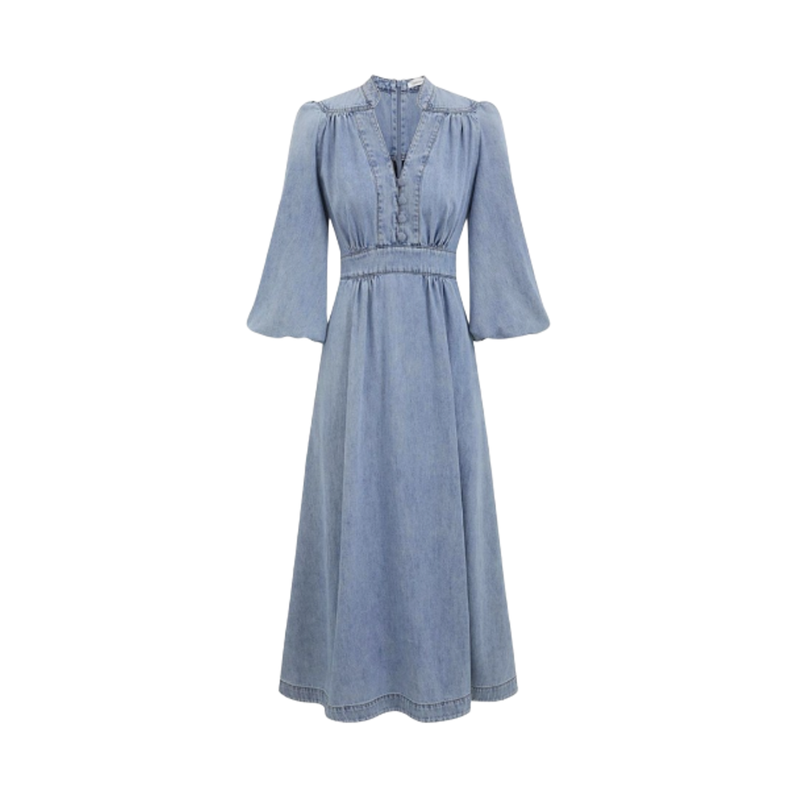 2731DSS252 (W) Zimmermann Lucky Denim Midi Dress Skylark