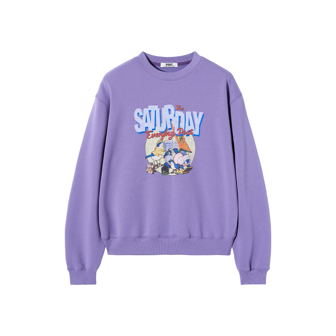 SFW1CR204APU The Saturday Evening Post Cartoon Graphic Sweat Shirt Purple