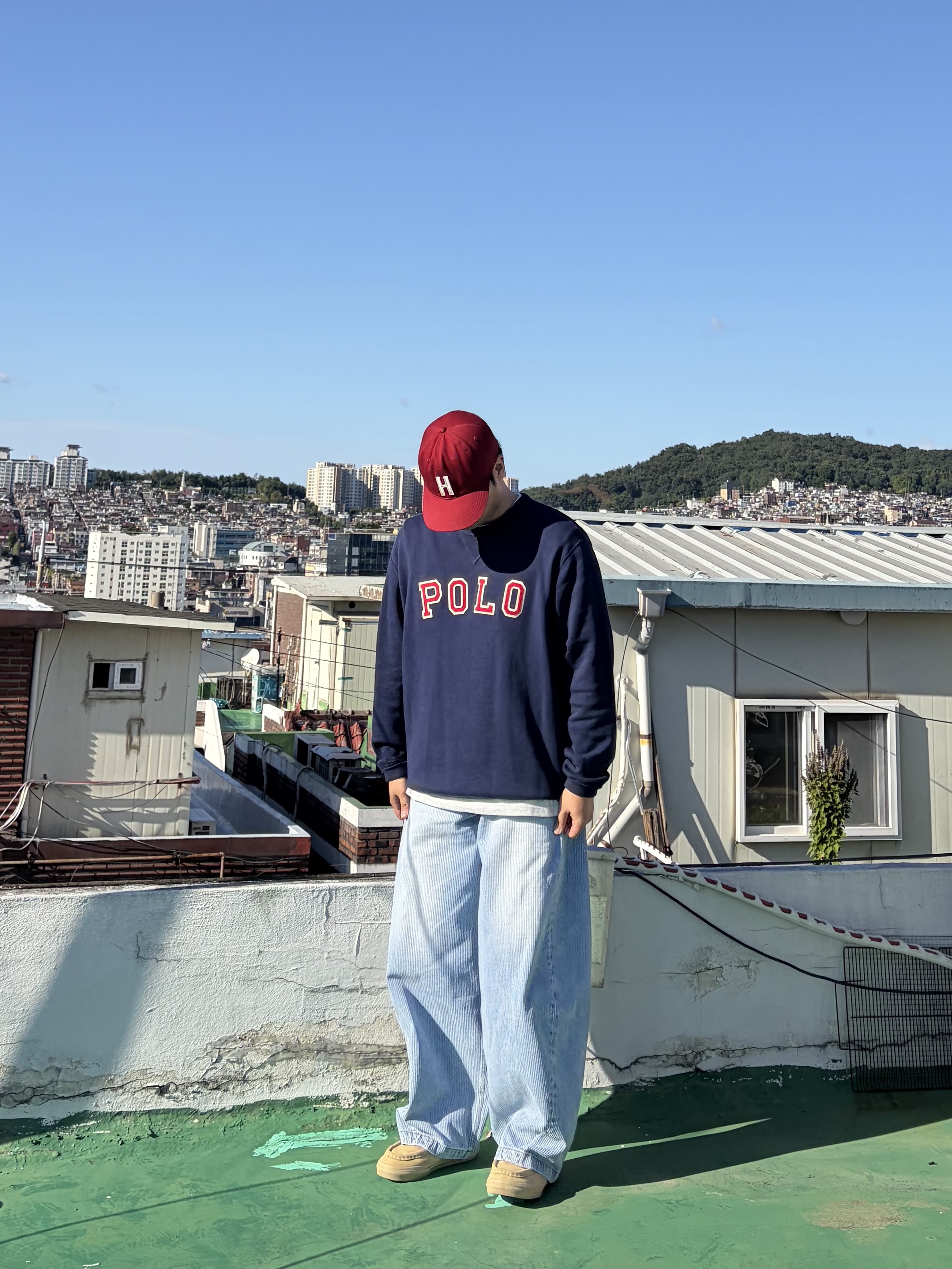 noun Corduroy Denim Pants Light Blue, Vans Carver Low Sand Beige 착용 스타일 - 4