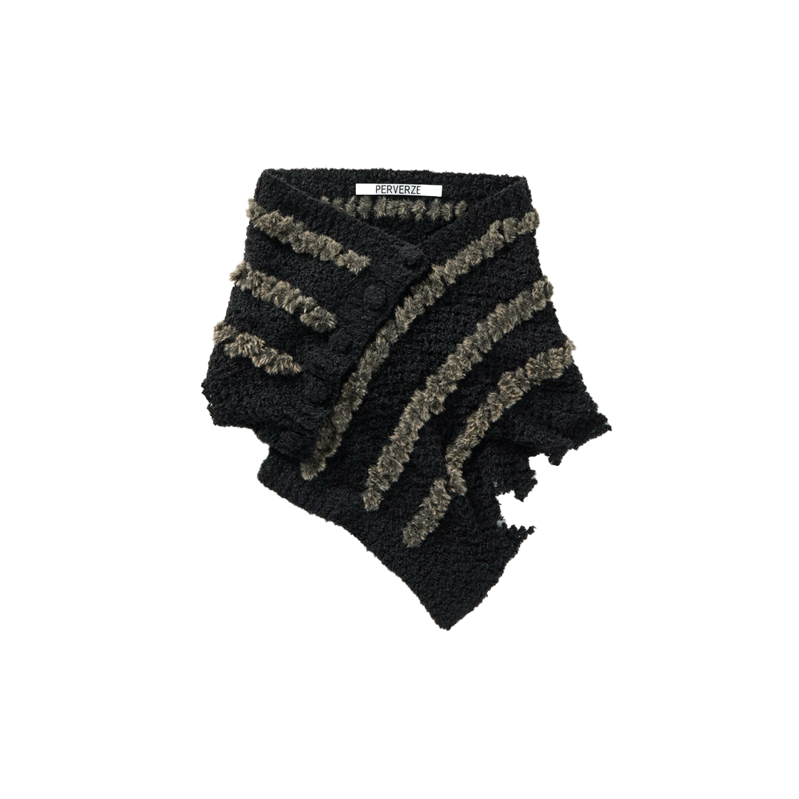 퍼버즈 우먼 플러피 트림 메쉬 니트 에이프런 블랙 - 25FW(Perverze Women Fluffy-Trim Mesh Knit Apron Black - 25FW)