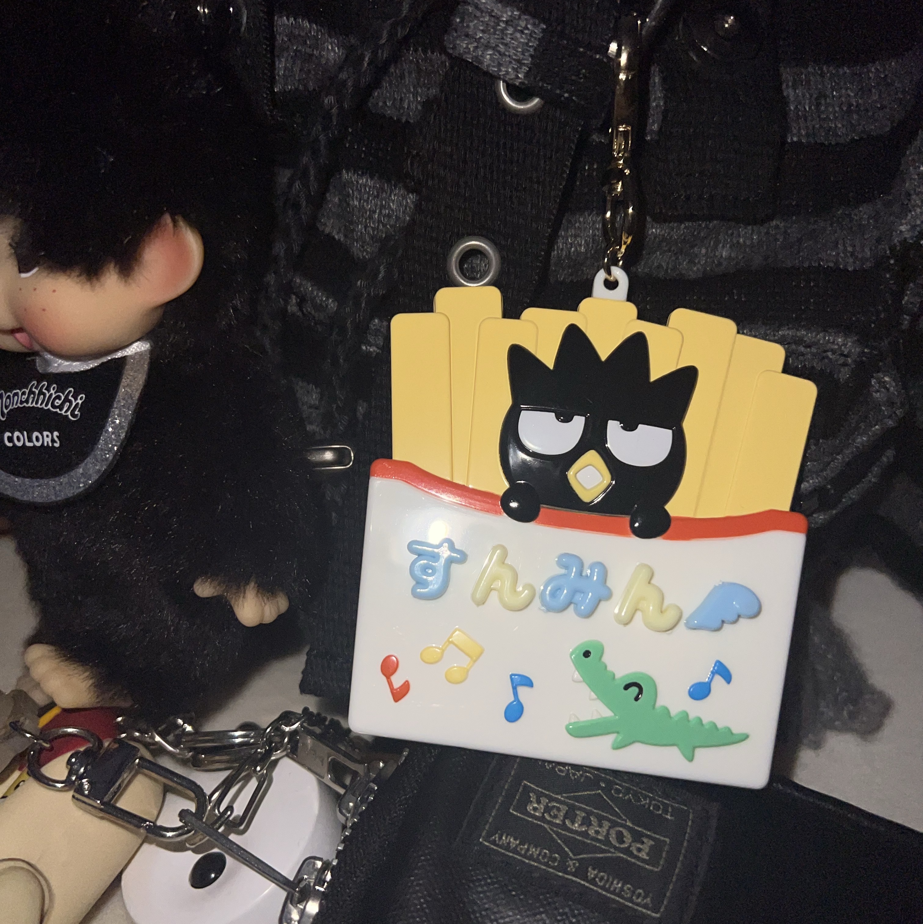 Porter Freestyle Multi Coin Case Black, Monchhichi Colors Key Chain Black 착용 스타일