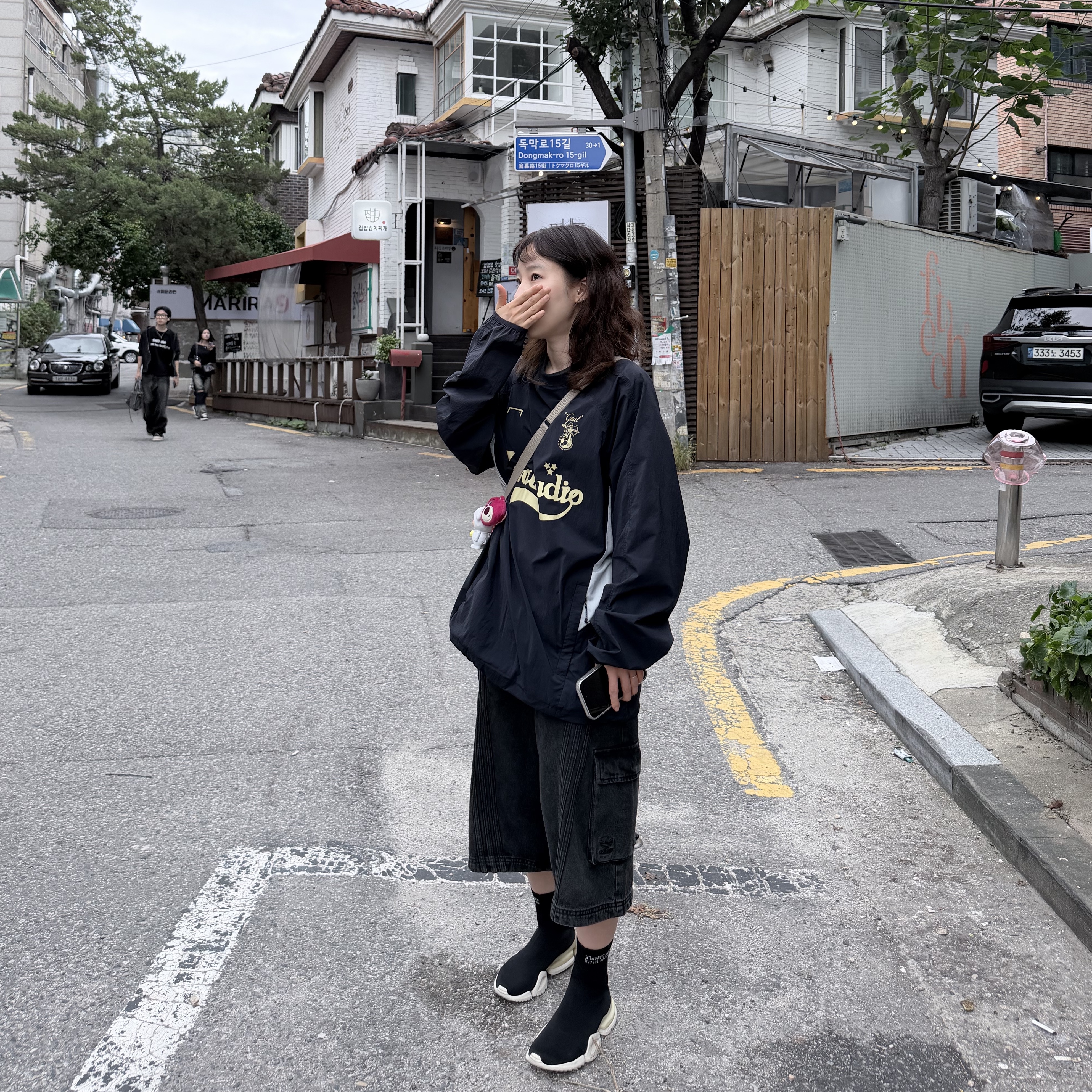 Reebok Sock Run R Print Black 착용 스타일