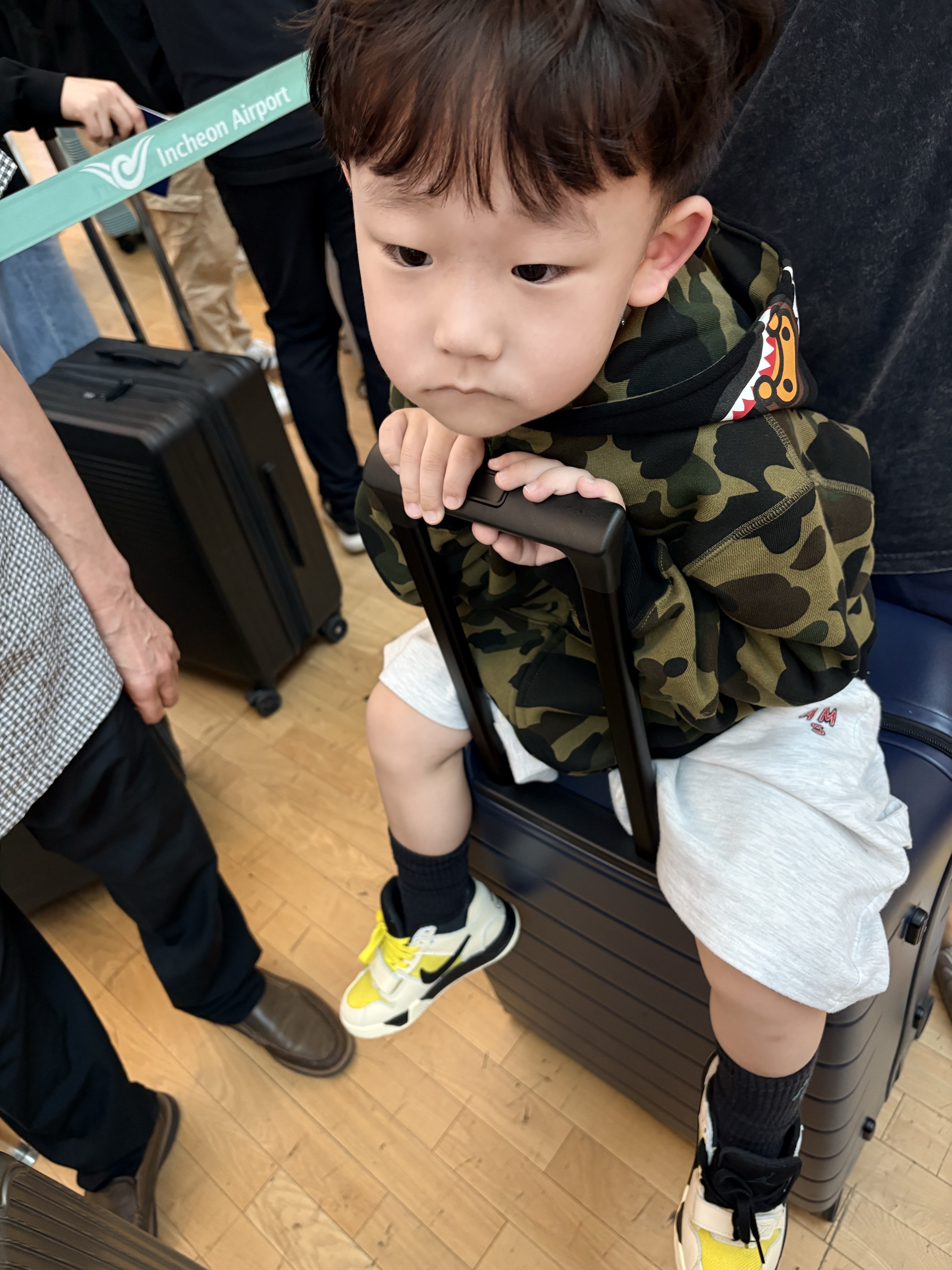 (PS) Jordan x Travis Scott Jumpman Jack TR Bright Cactus, (Kids) BAPE 1st Camo Milo Shark Zip Hoodie Green 착용 스타일 - 2