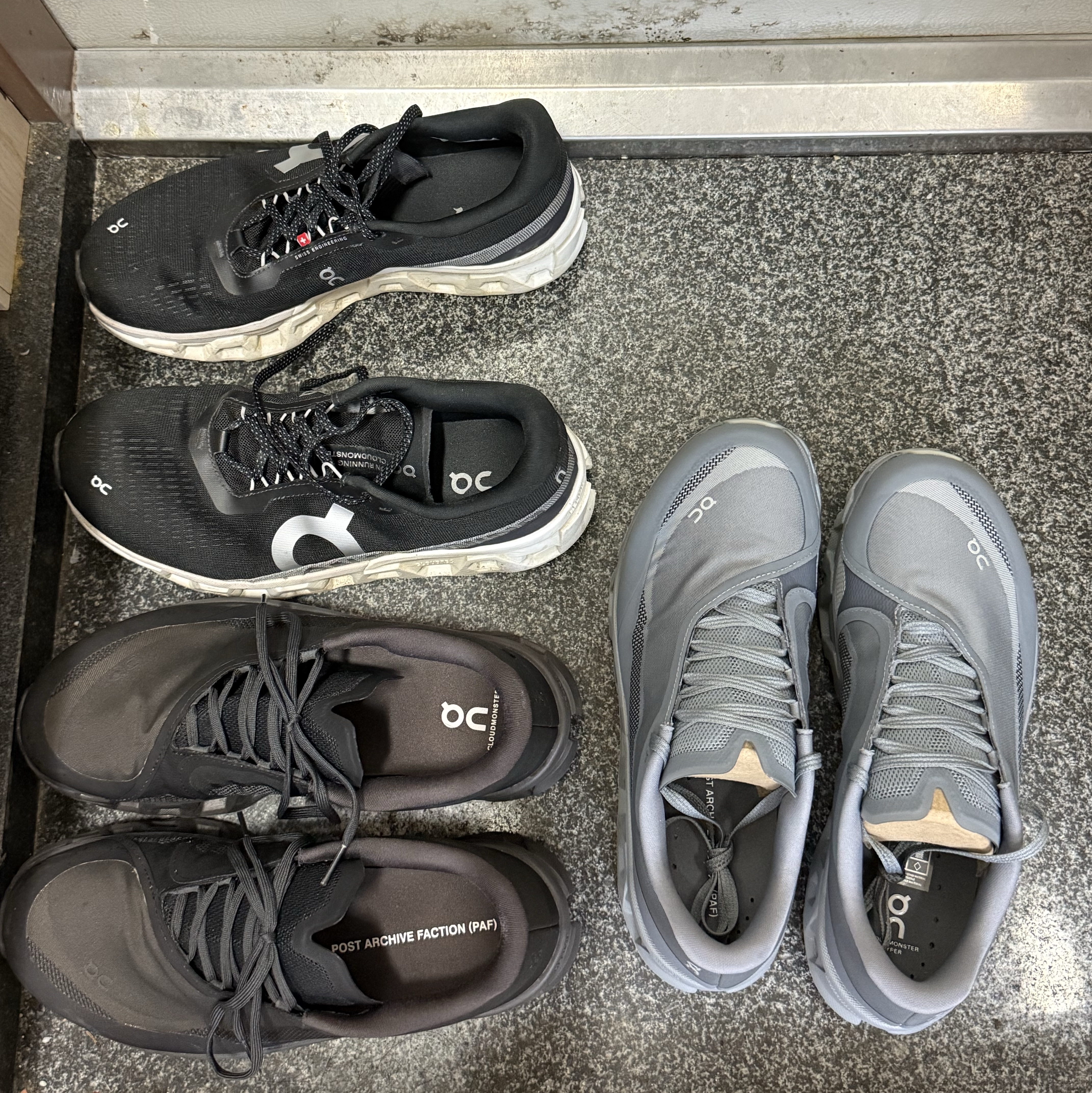 On Running x Post Archive Faction (Paf) Cloudmonster Hyper Phantom Apollo, On Running x Post Archive Faction (Paf) Cloudmonster 2 Thorn Brown 착용 스타일