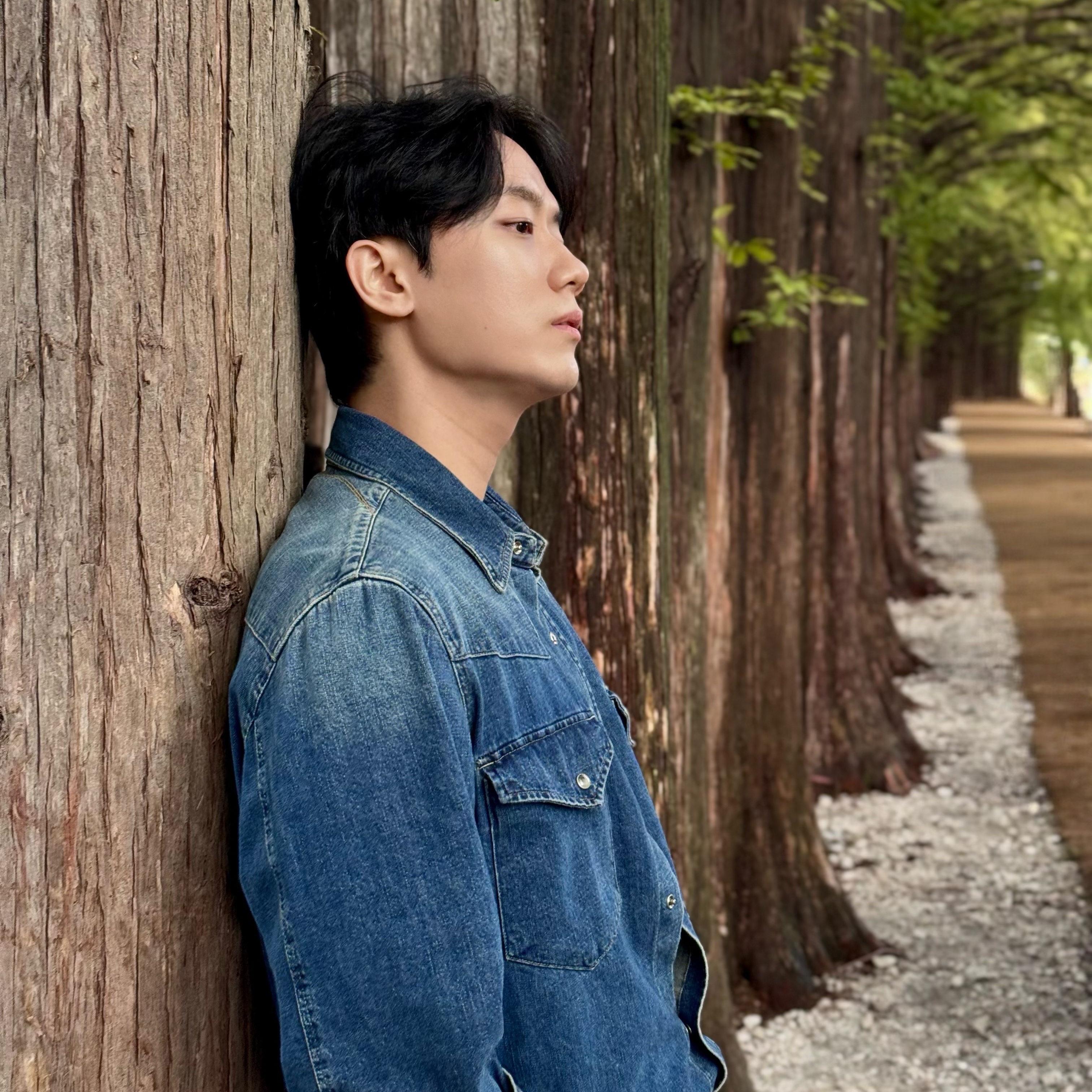 TNGT Western Denim Shirt Washed Blue 착용 스타일 - 1