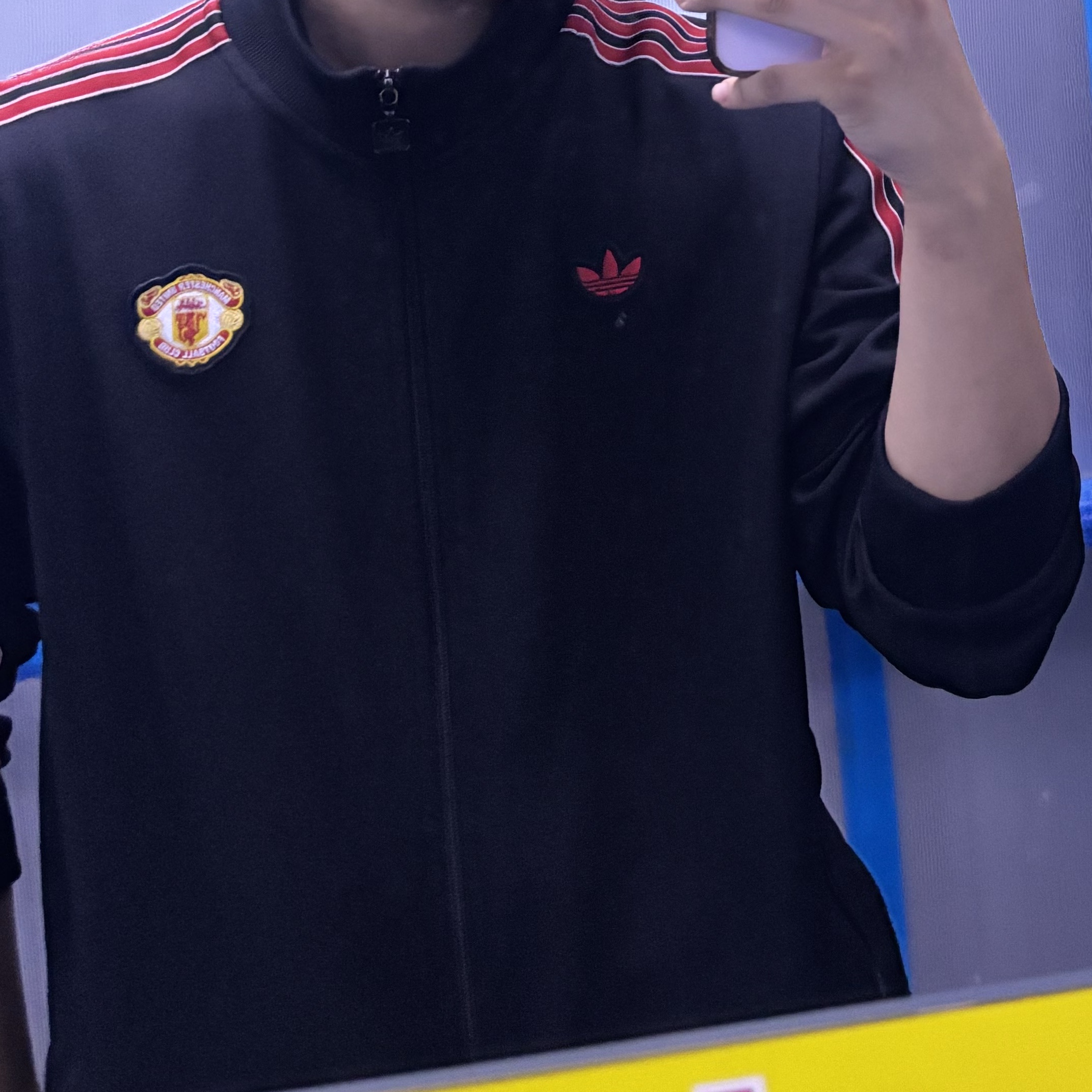 Adidas Manchester United Terrace Icon Track Top Black - KR Sizing 착용 스타일