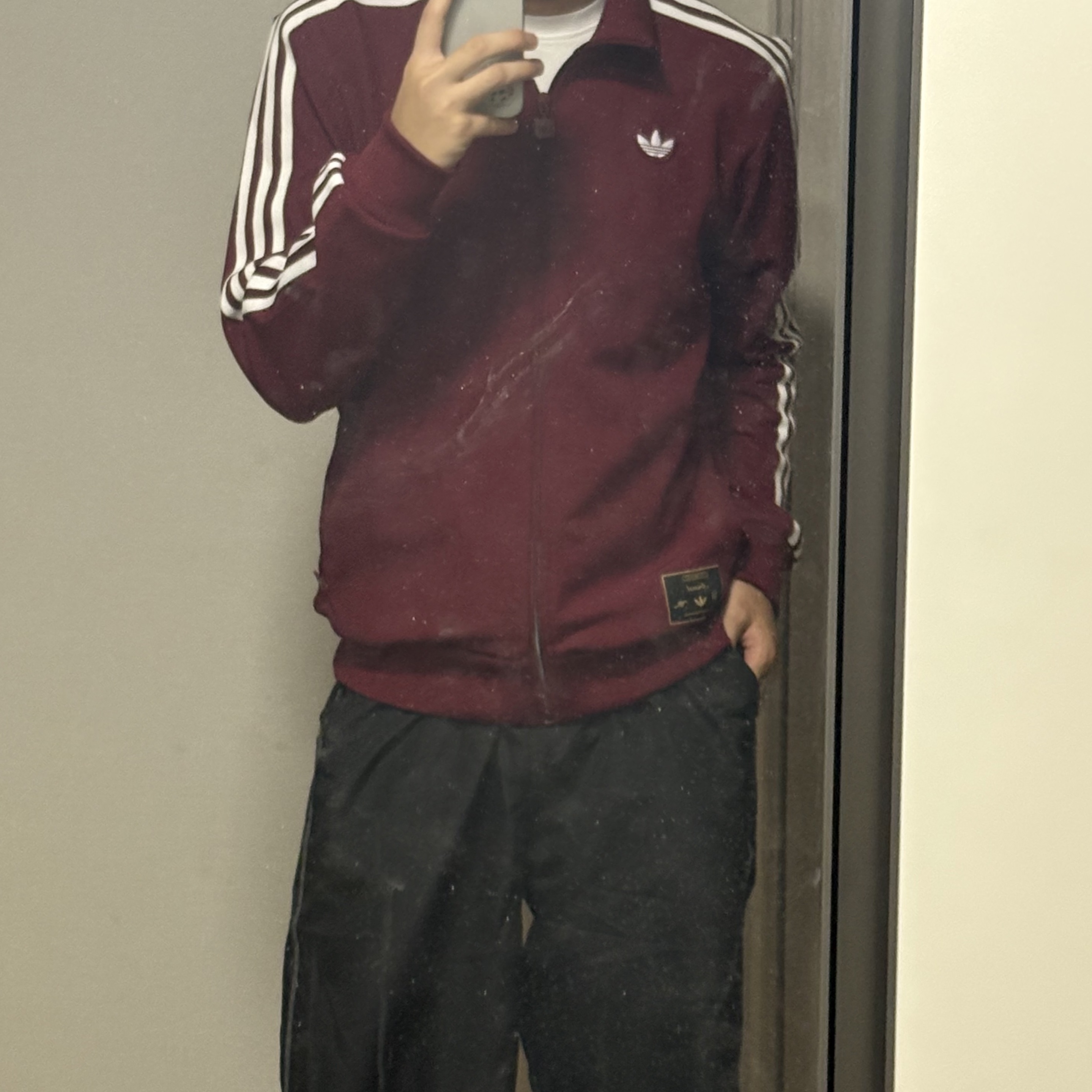 Adidas Arsenal Terrace Icon Track Top Team Coll Burgundy 2 - KR Sizing 착용 스타일