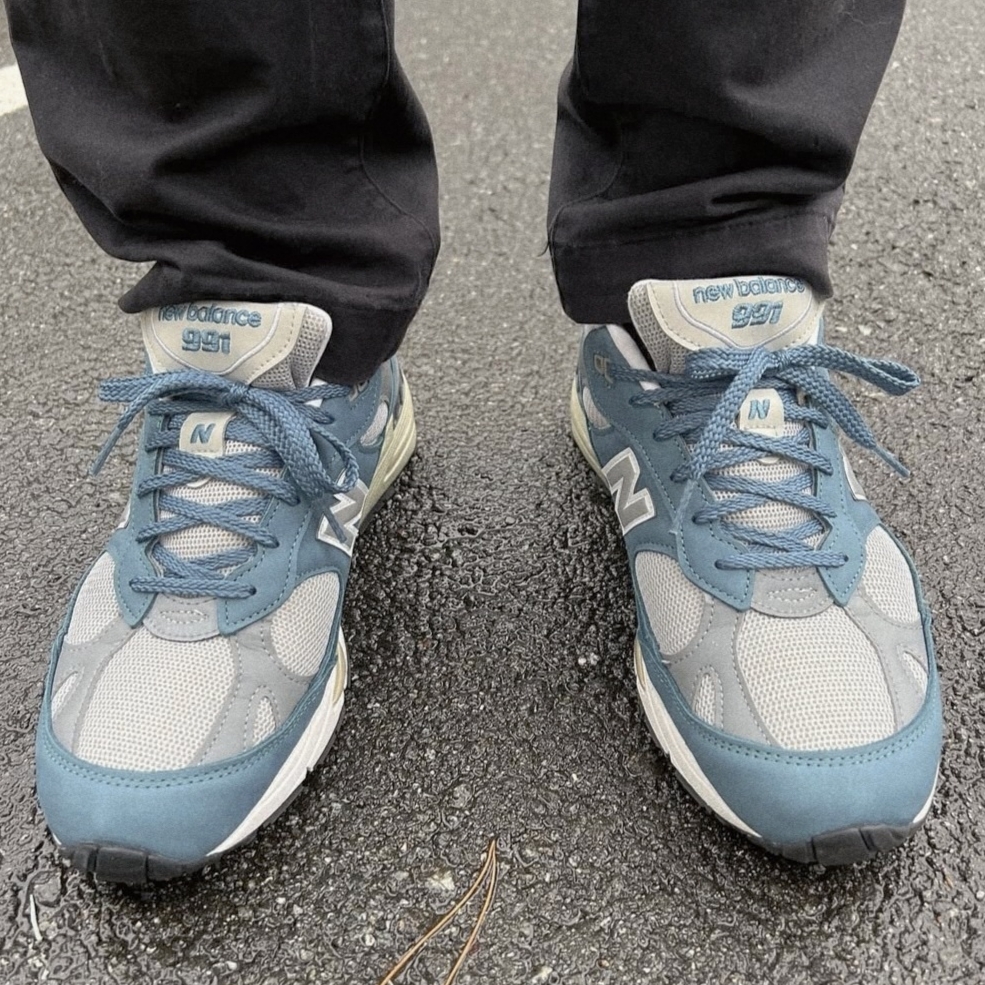New Balance 991 Made in UK Blue Grey 착용 스타일