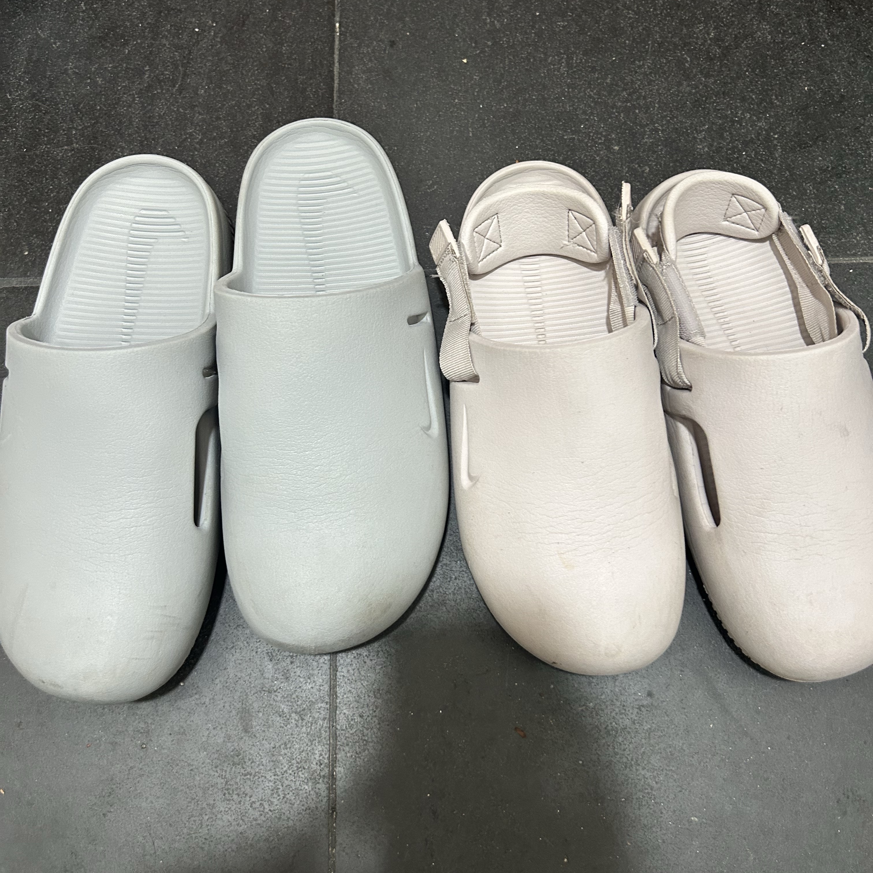 (W) Nike Calm Mule Platinum Violet 착용 스타일