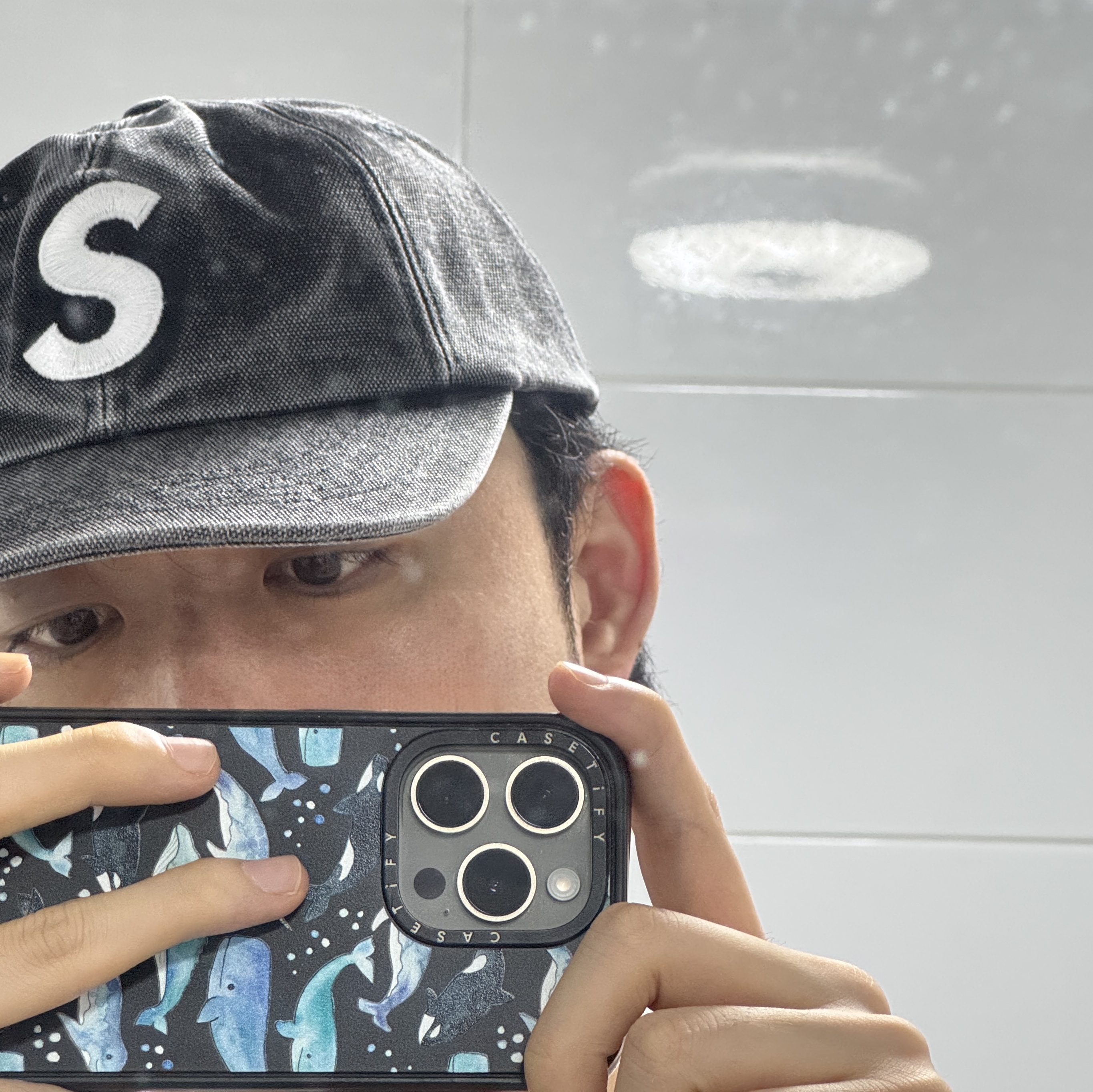 Supreme Pigment S Logo 6-Panel Black - 24FW 착용 스타일