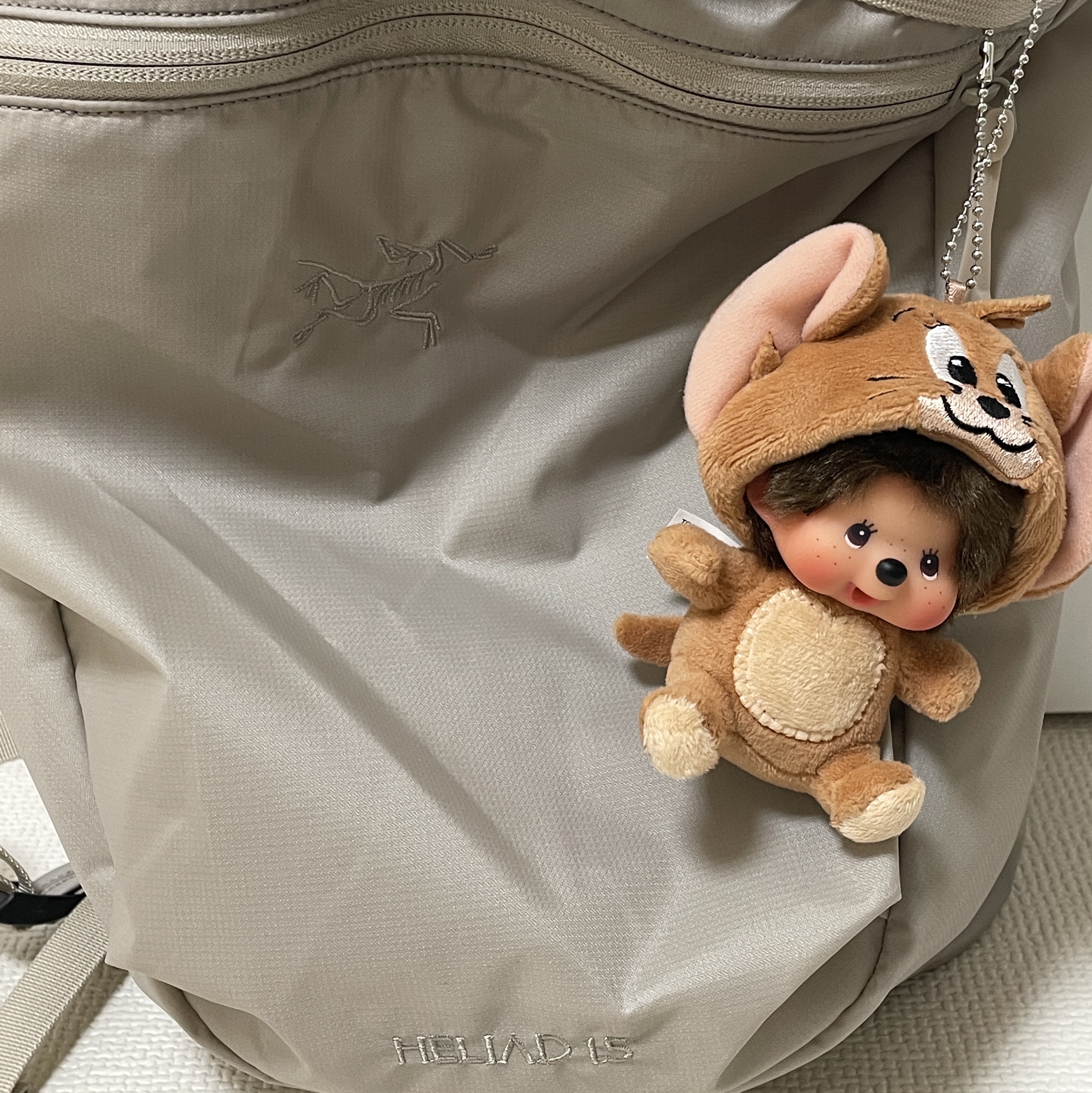 Arc'teryx Heliad 15 Backpack Rune, Monchhichi x Tom & Jerry SS Doll Mini Key Chain Jerry 착용 스타일 - 1