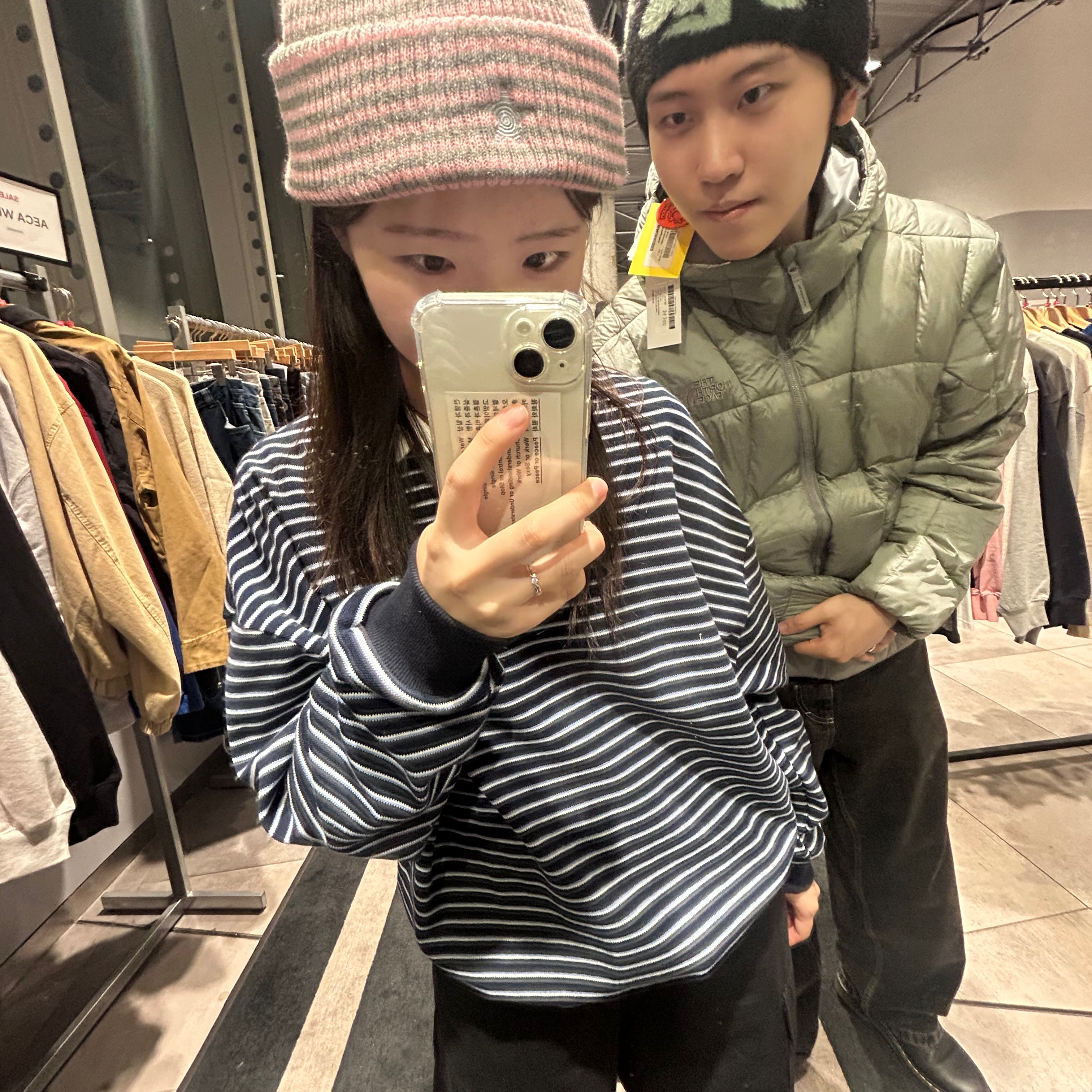 The North Face Wave LT On Jacket Gray, Polar Skate Co. Big Boy Pants Silver Black 착용 스타일