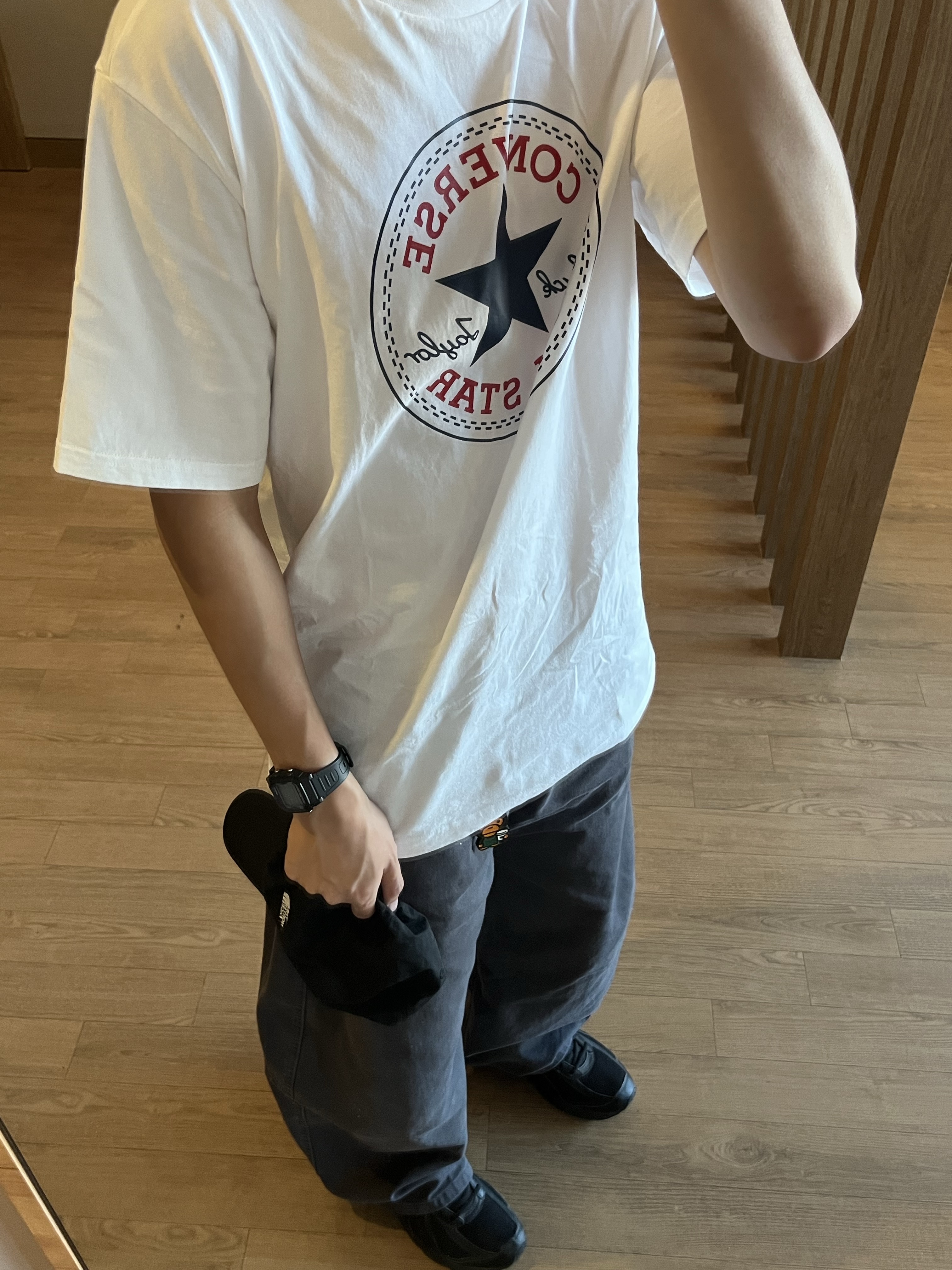 Asics Jog 100 S Black - 2E Wide, Converse All Star Patch Standard T-Shirt White 착용 스타일 - 1