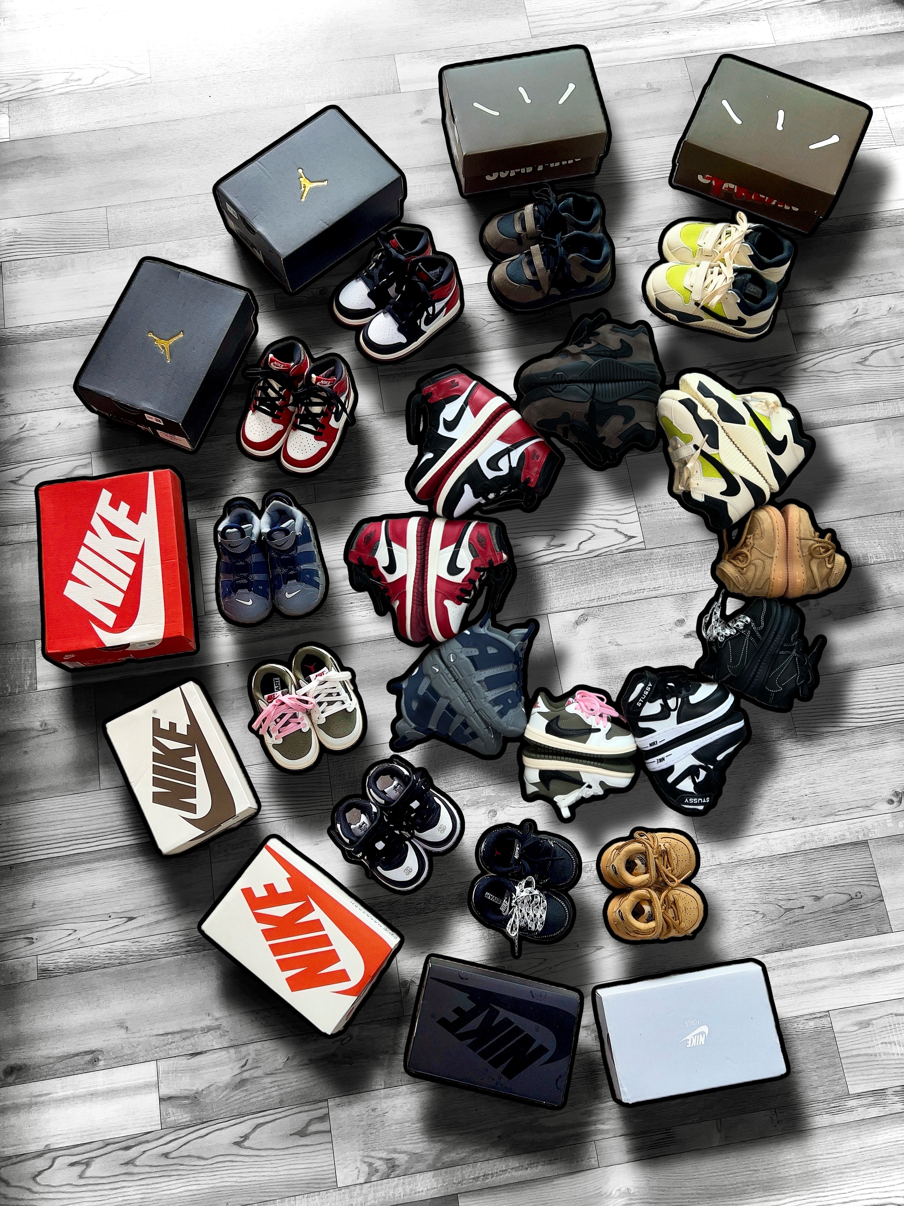 (TD) Nike Force 1 Mid LV8 Flax, (TD) Jordan 1 x Travis Scott Retro Low OG SP Black Phantom 착용 스타일 - 2