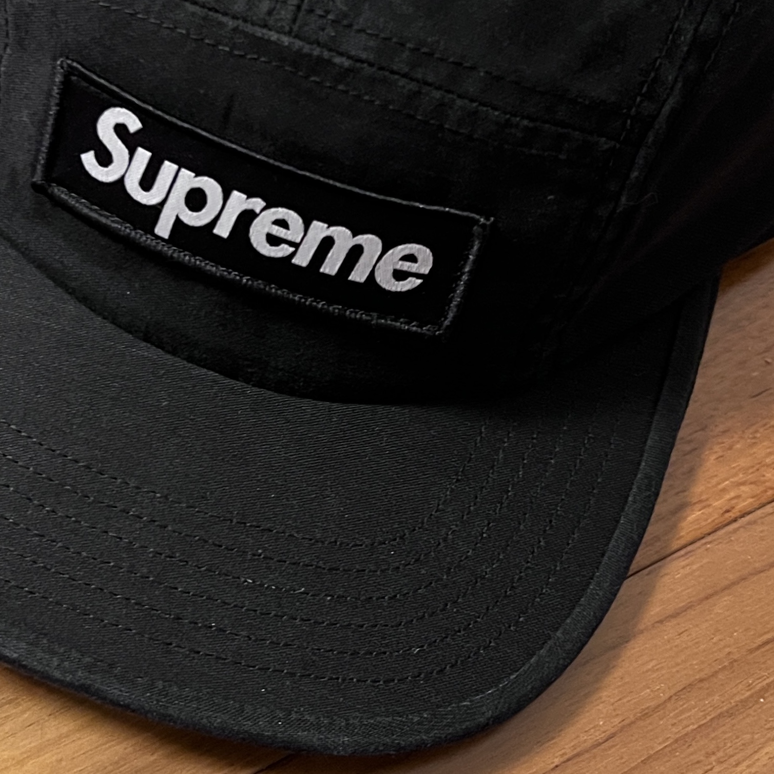 Supreme Denim Camp Cap Black - 25SS 착용 스타일