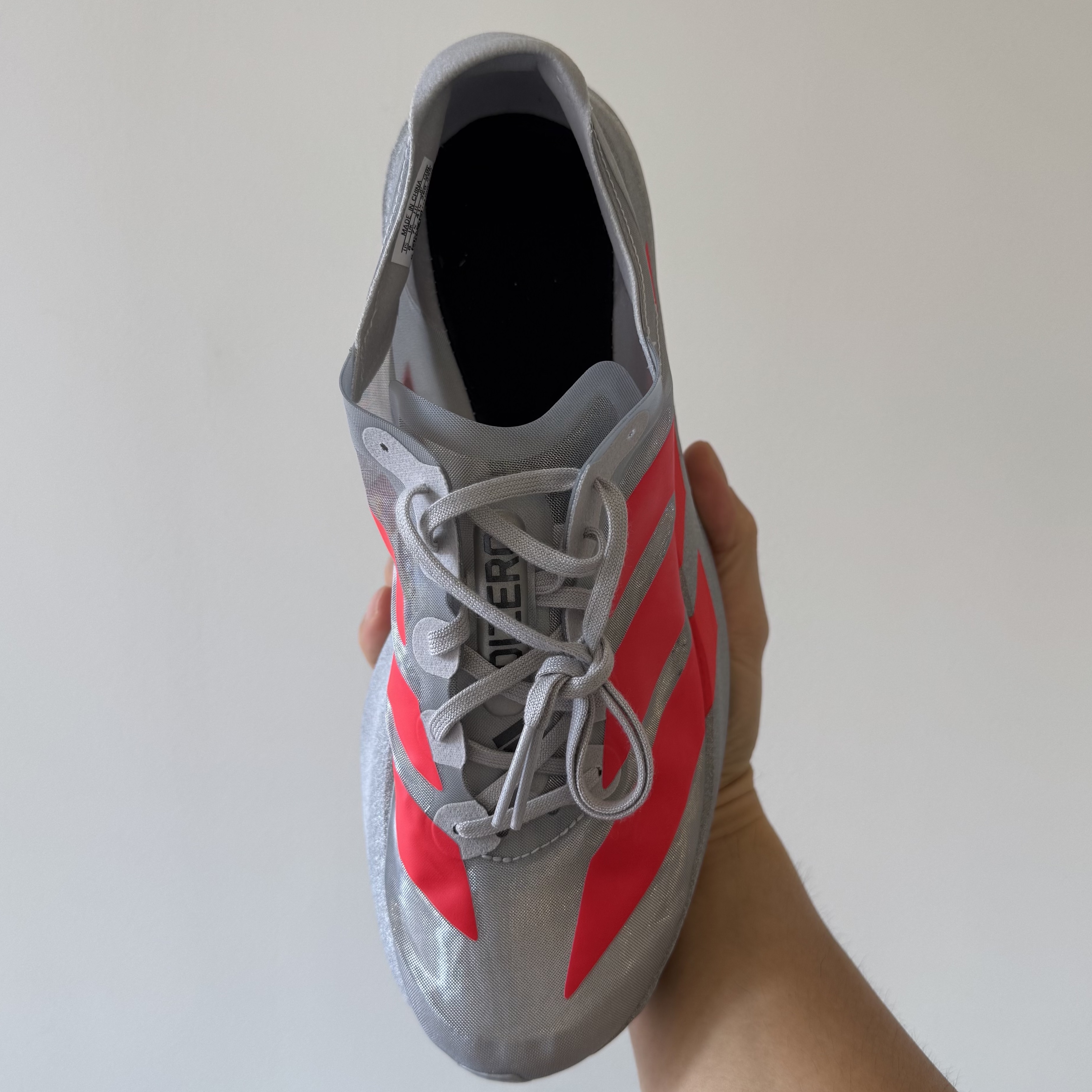 Adidas Adizero Adios Pro EVO 2 Silver Metallic Lucid Red 착용 스타일 - 2