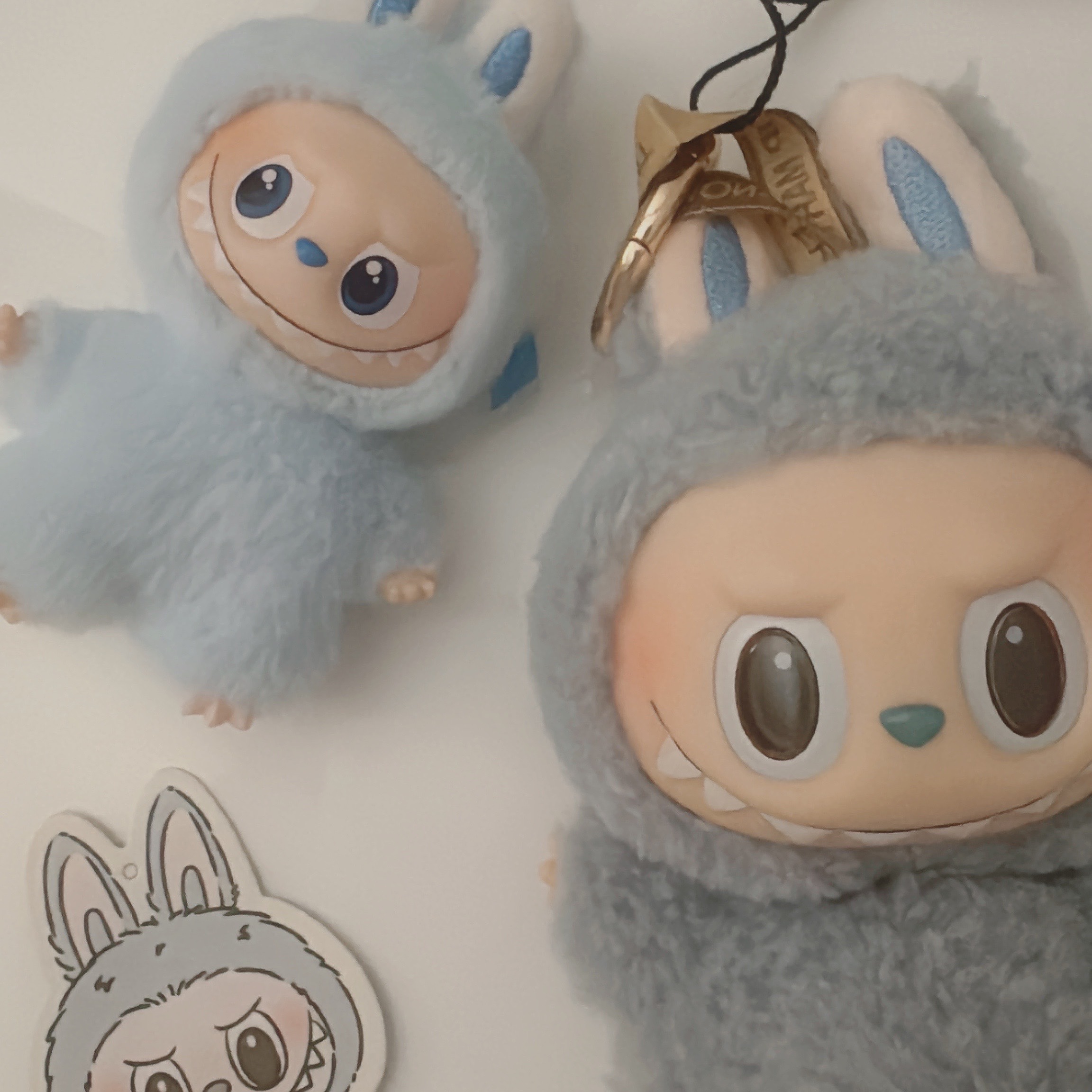 Pop Mart Labubu The Monsters Labubu Tasty Macarons Series Sea Salt Coconut Keyring, Pop Mart Labubu The Monsters Pin For Love Series Vinyl Plush Pendant (A-M) D (Opened Case) 착용 스타일