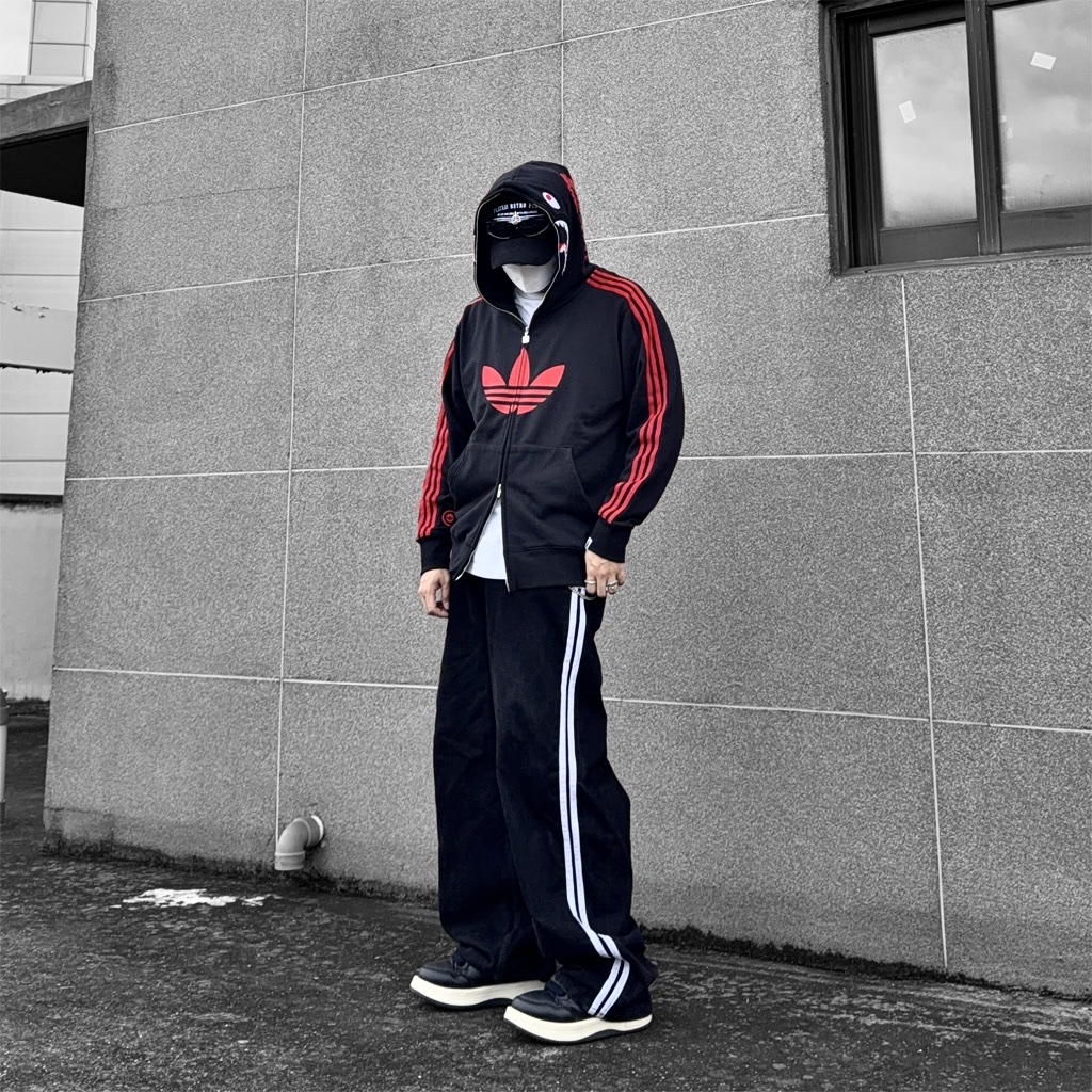 Adidas x BAPE Ultimate Shark Hoodie Black - KR Sizing, Adidas x BAPE Ultimate Shark Hoodie Black - US Sizing 착용 스타일 - 4