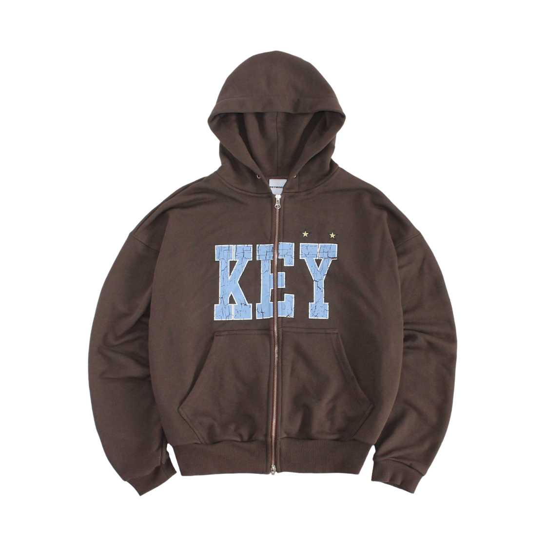 키미저리 데미지 스프레이 키 후드 집업 브라운(Keymisery Damage Spray Key Hood Zip-Up Brown)