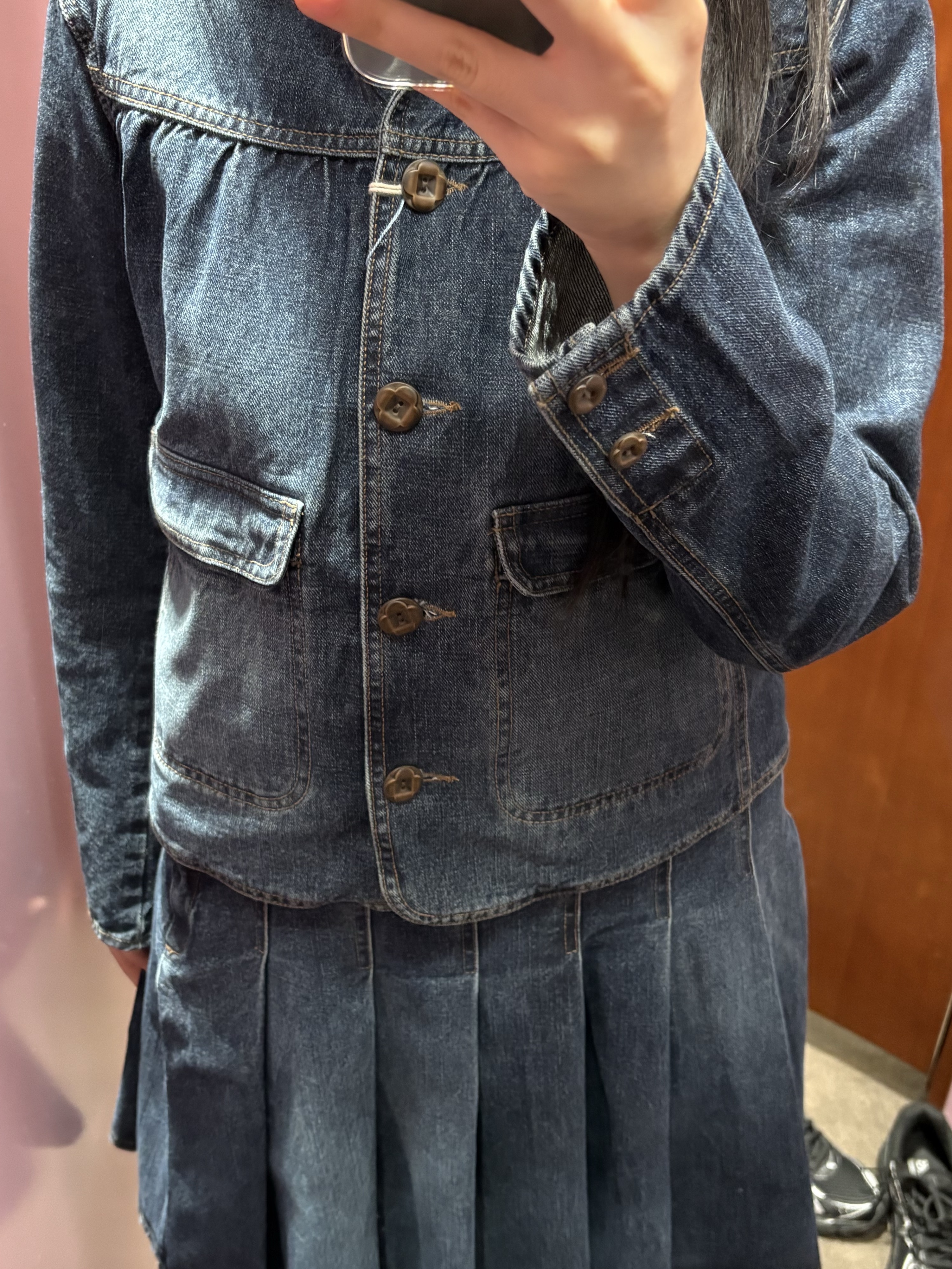 COYSEIO DEEP DENIM PLEATS SKIRT NAVY SHOP - BOTTOMS - coyseio