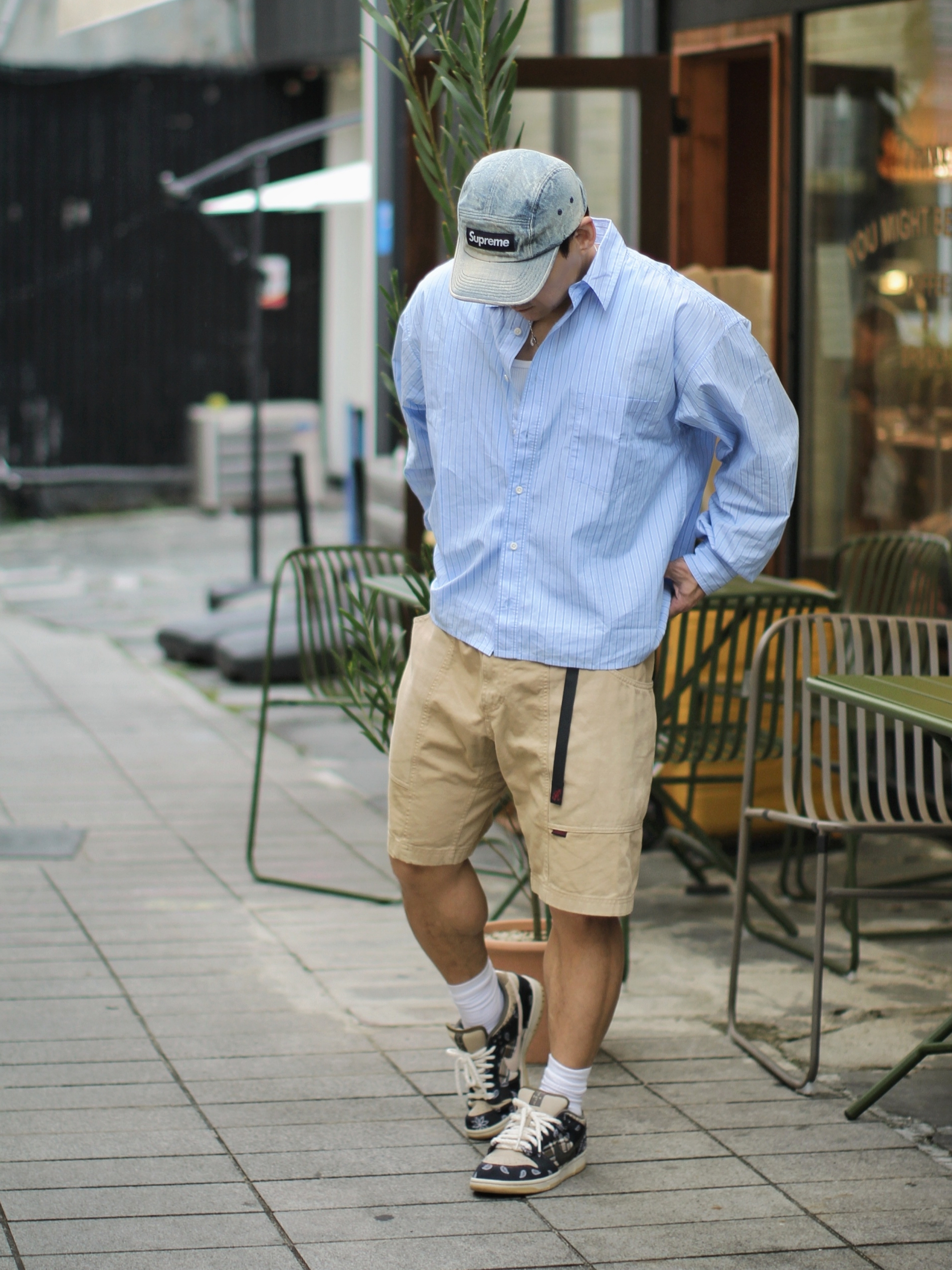 Supreme Washed Chino Twill Camp Cap Denim - 25FW, Nike x Travis Scott SB Dunk Low 착용 스타일