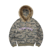 Keymisery Vintage Spray Fur Angel Hood Zip-Up - Camo