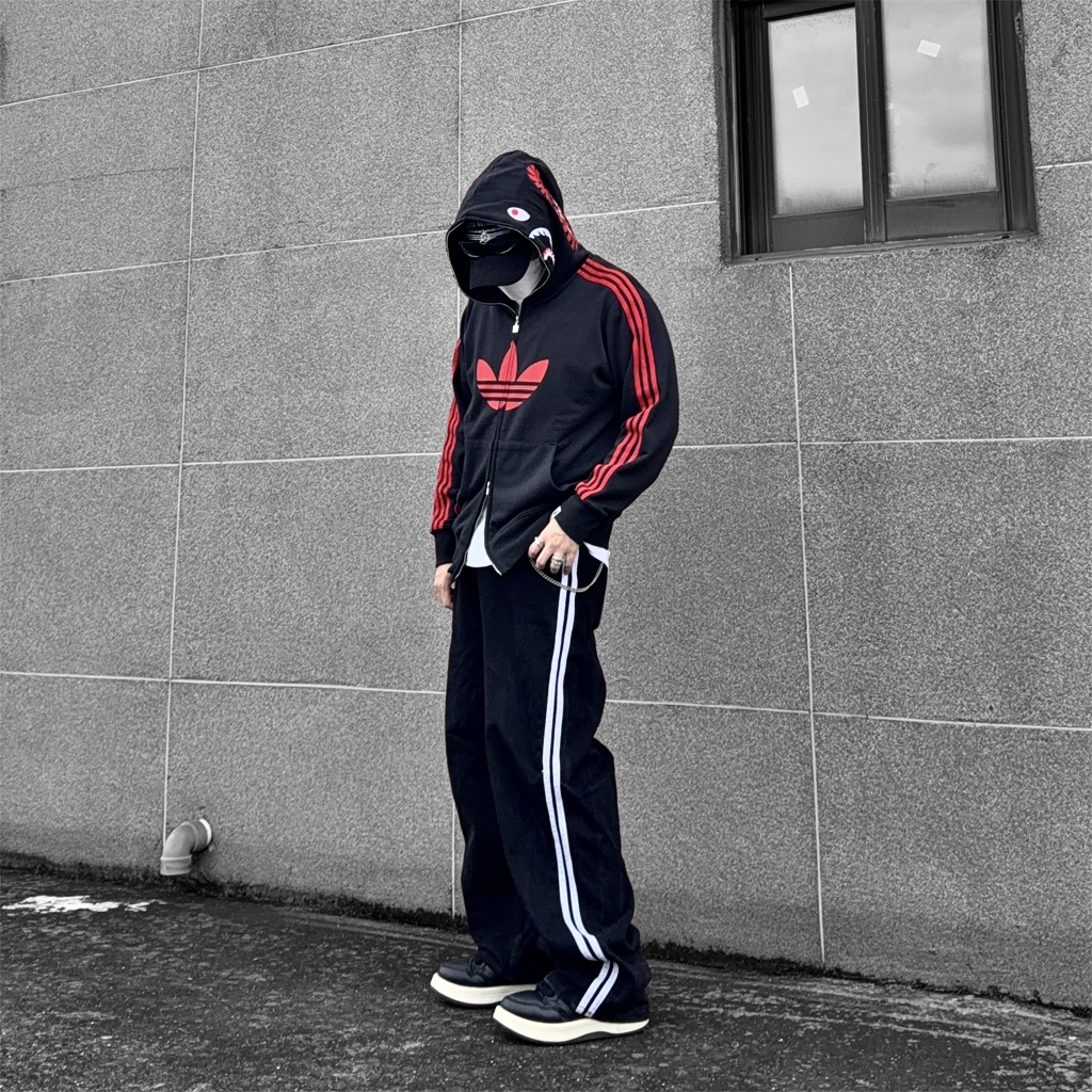 Adidas x BAPE Ultimate Shark Hoodie Black - KR Sizing, Adidas x BAPE Ultimate Shark Hoodie Black - US Sizing 착용 스타일 - 6