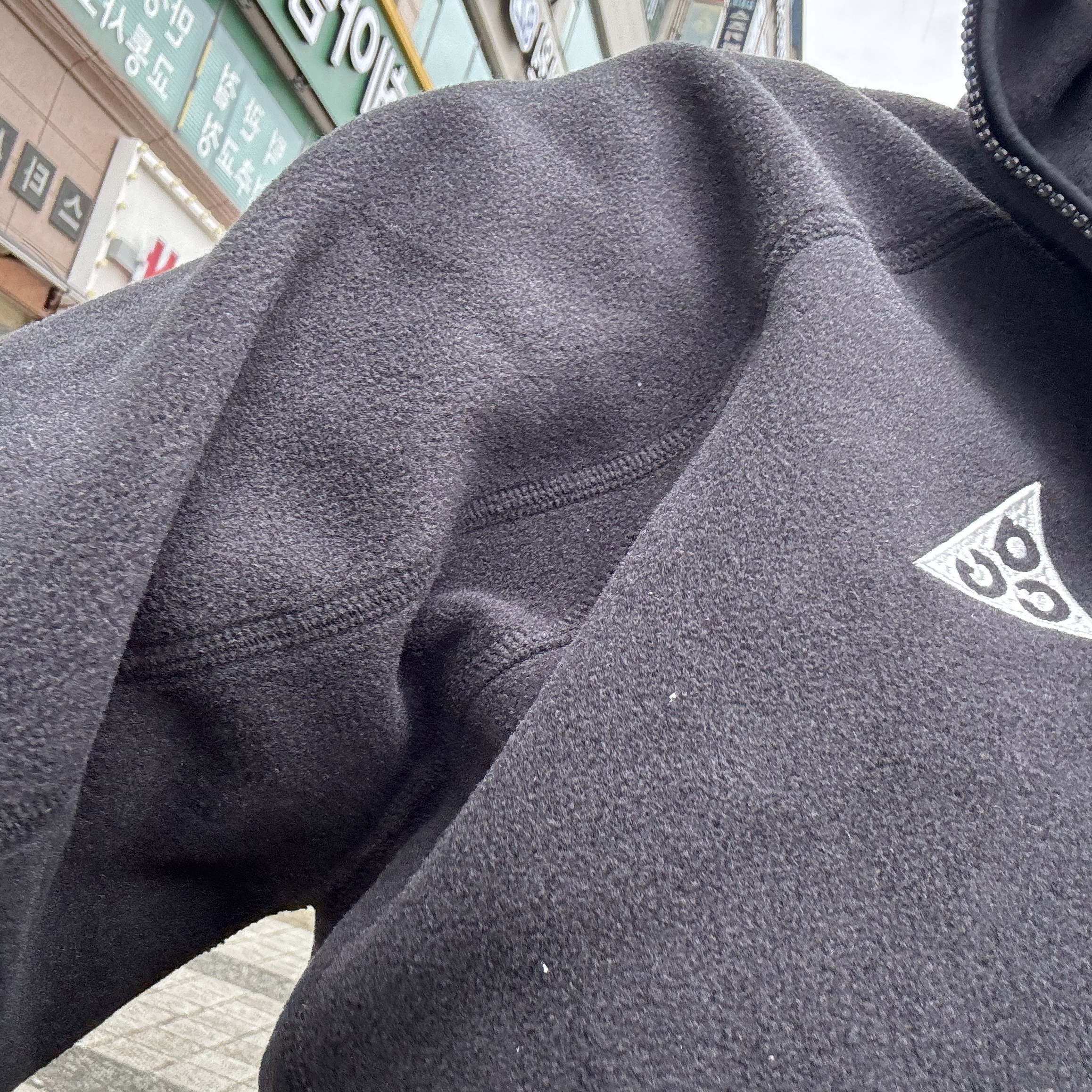 Nike ACG Wolf Tree Full Zip Hoodie Black Anthracite - Asia 착용 스타일