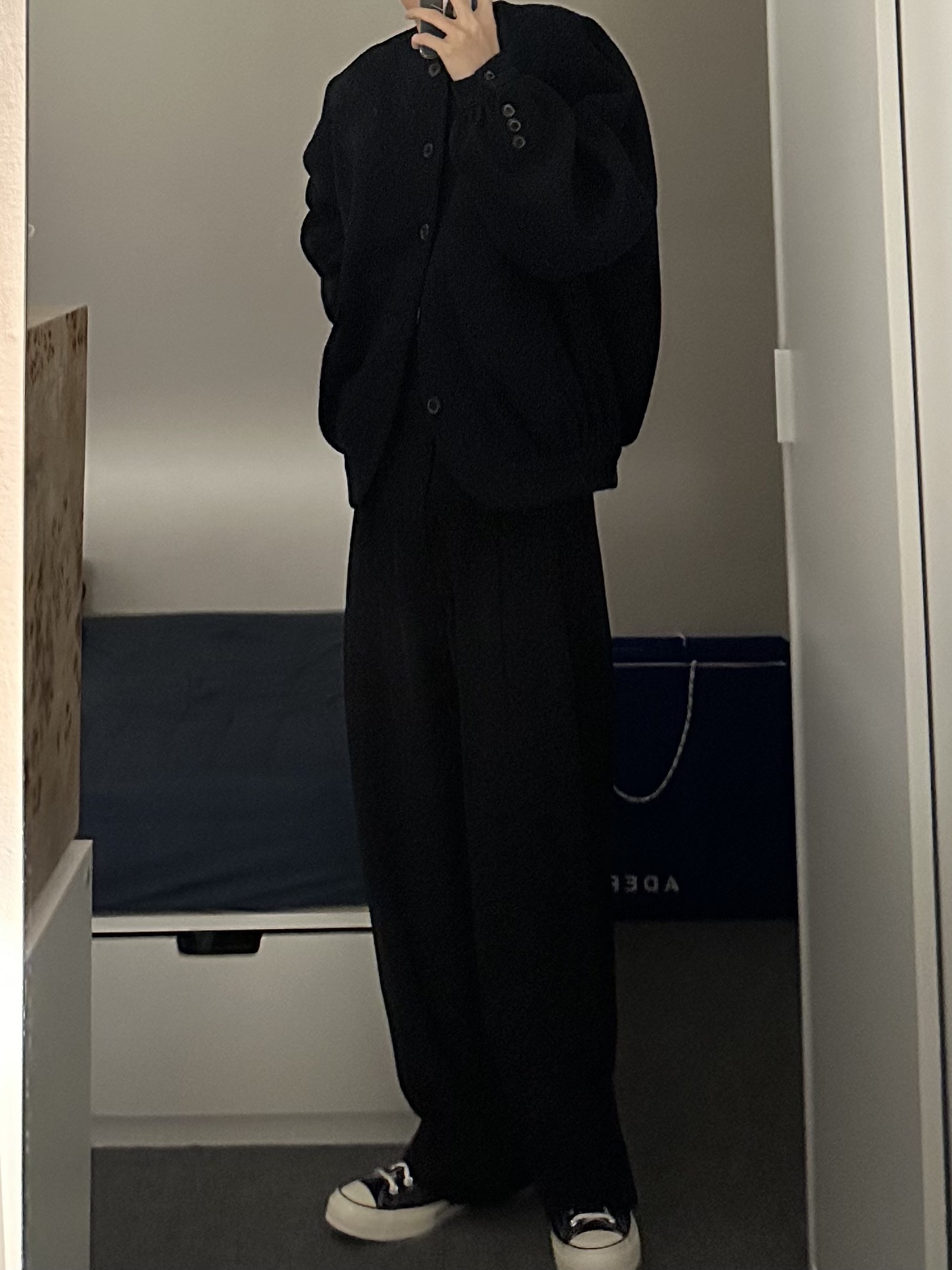 Ader Error Atte Jacket Noir, Converse Chuck 70 Hi Black 착용 스타일
