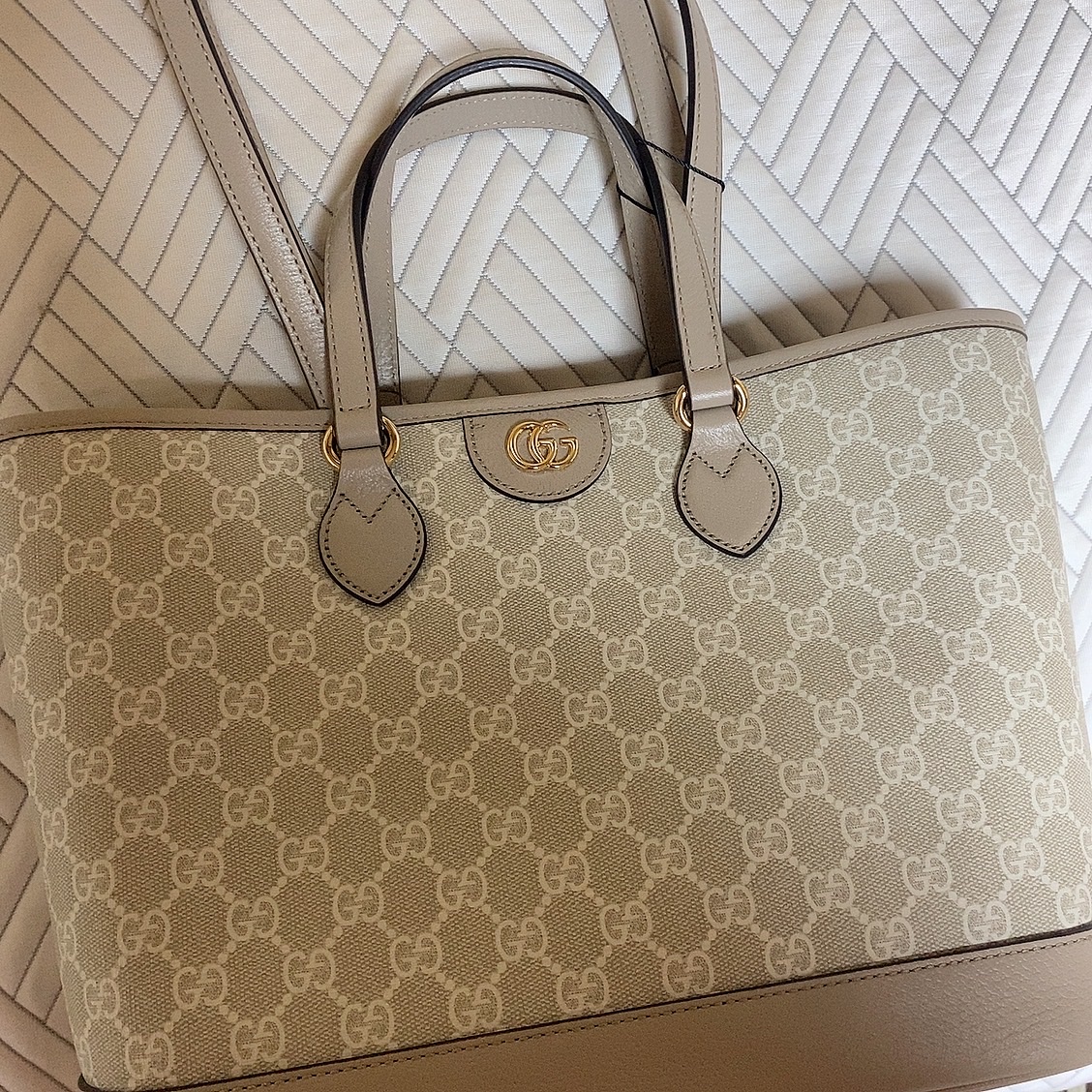 Gucci Ophidia Small Tote Bag Beige White 착용 스타일
