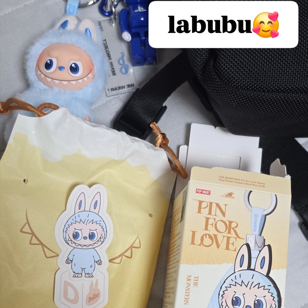 Pop Mart Labubu The Monsters Pin For Love Series Vinyl Plush Pendant (A-M) D (Opened Case) 착용 스타일 - 2