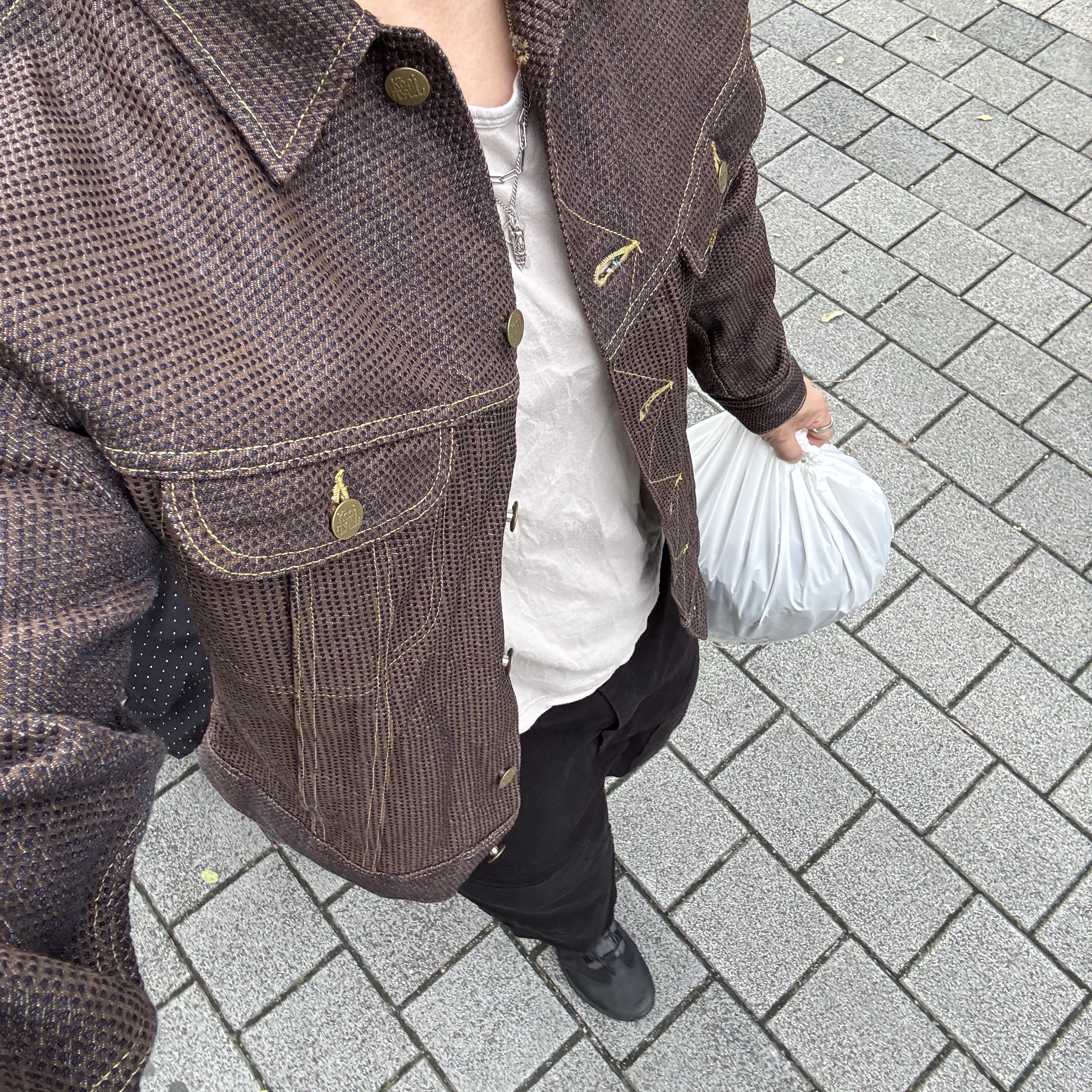 Kapital Century Denim 1st Jacket N5S Brown, Kapital No.5 Century Denim Westerner Jacket Brown 착용 스타일 - 1