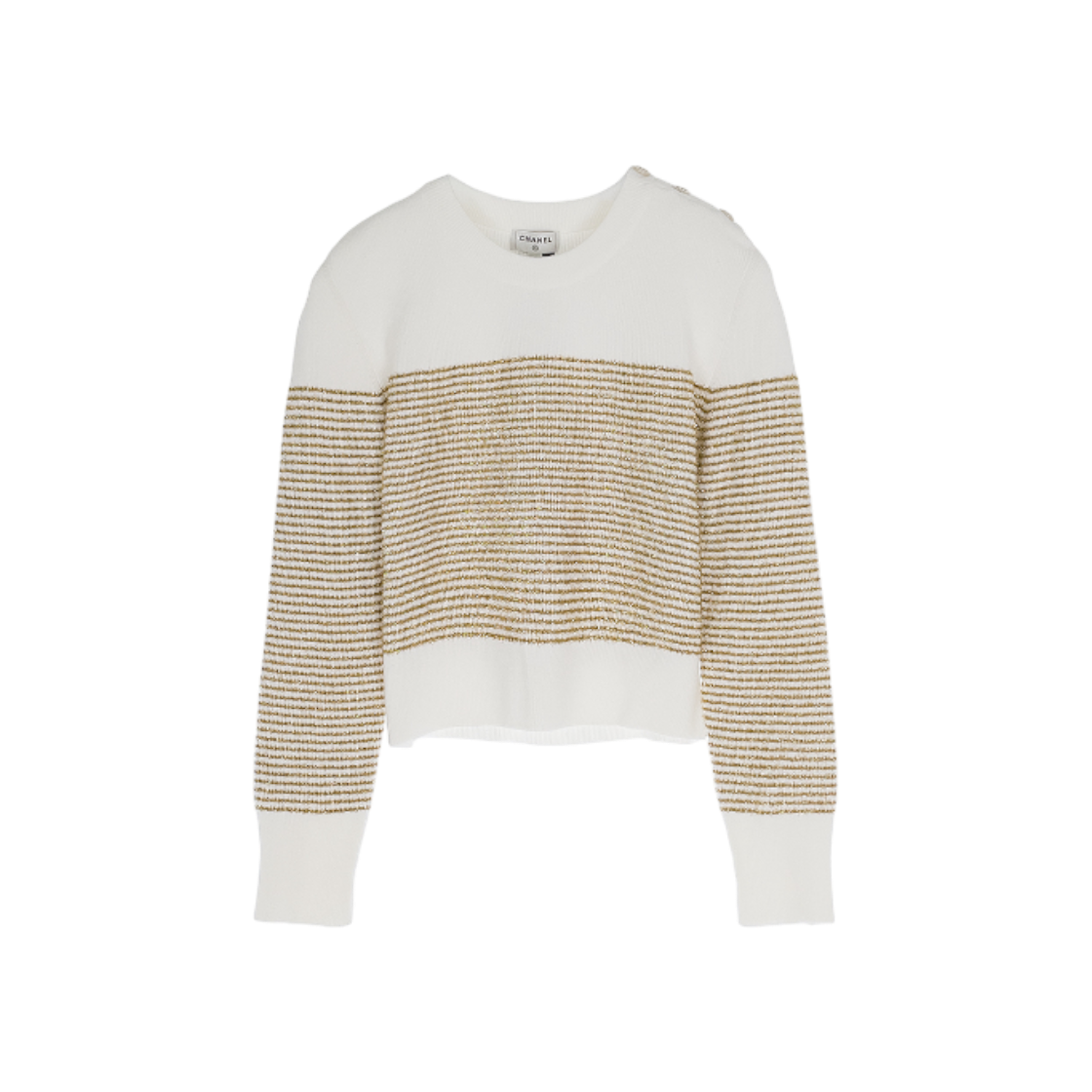 IT4JO5HVHPRB Chanel 24M Coco Beach Stripe Knit 36 White/Gold