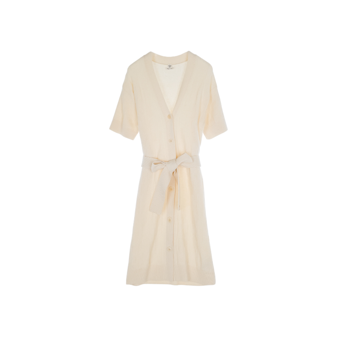 ITSVD4AEEG7V Hermes Belted Short Sleeve Knit Dress 36 Blanc Natturel