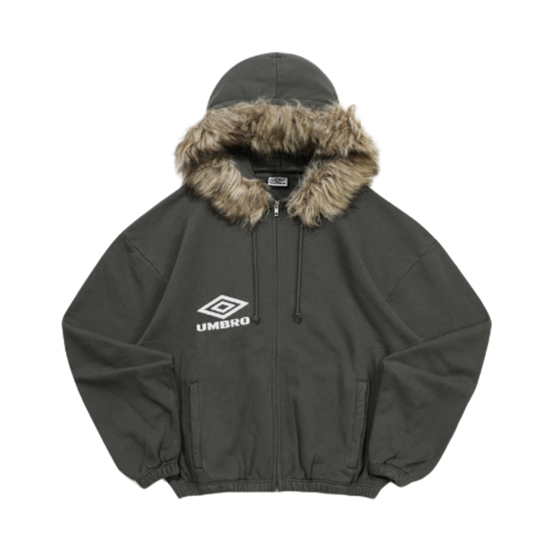 UQ411CJKO5 Umbro x Slam Jam Fur Masked Hooded Zip Up Dark Grey