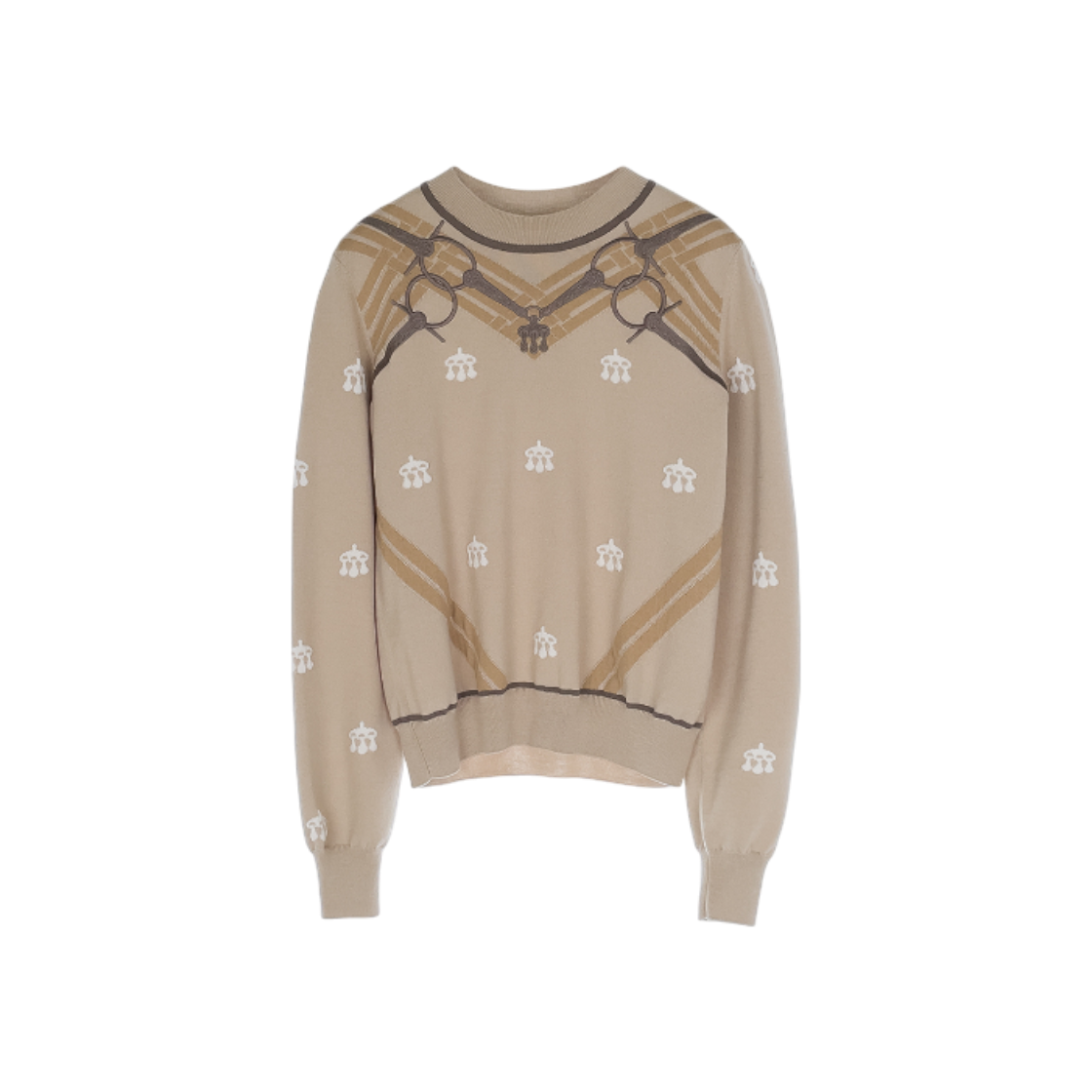 IT48IGJ7U5JS Hermes 24FW Morris Jewett Long Sleeve Sweater 36 Beige Glaze