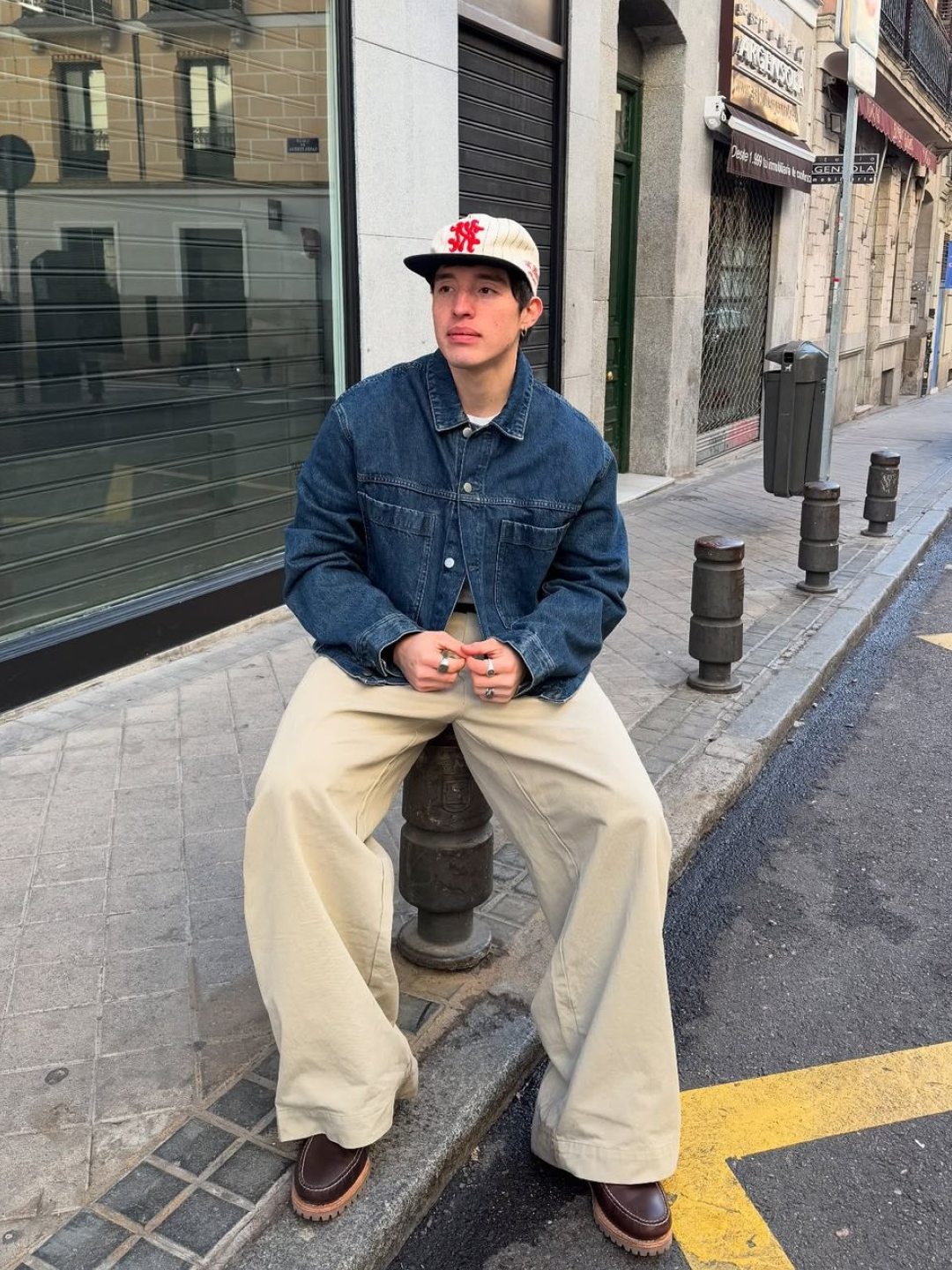 Kapital 14 oz. Denim 1ST One Wash Jacket Indigo, OFFGRID Curved Incision Heavy Sweat Hoodie Khaki 착용 스타일 - 2